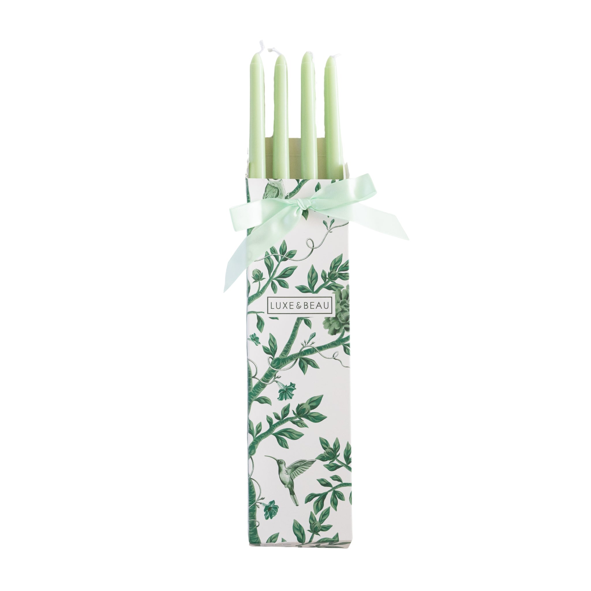 Willow Buds Green Taper Candles (Set of 4) - LUXE AND BEAU