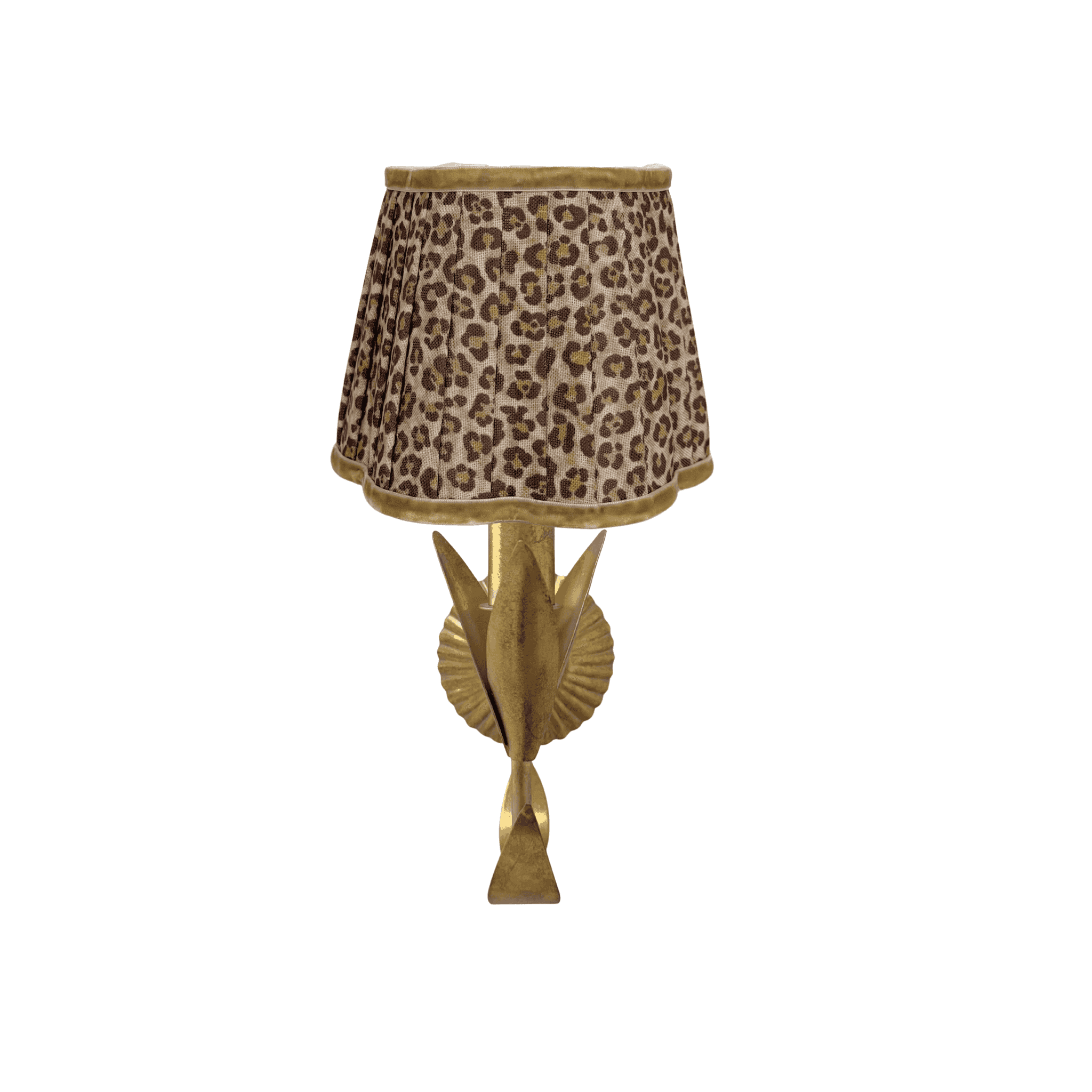 Leopard Scallop Lamp Shade and La Fleur Antique Gold Wall Sconce - LUXE AND BEAU