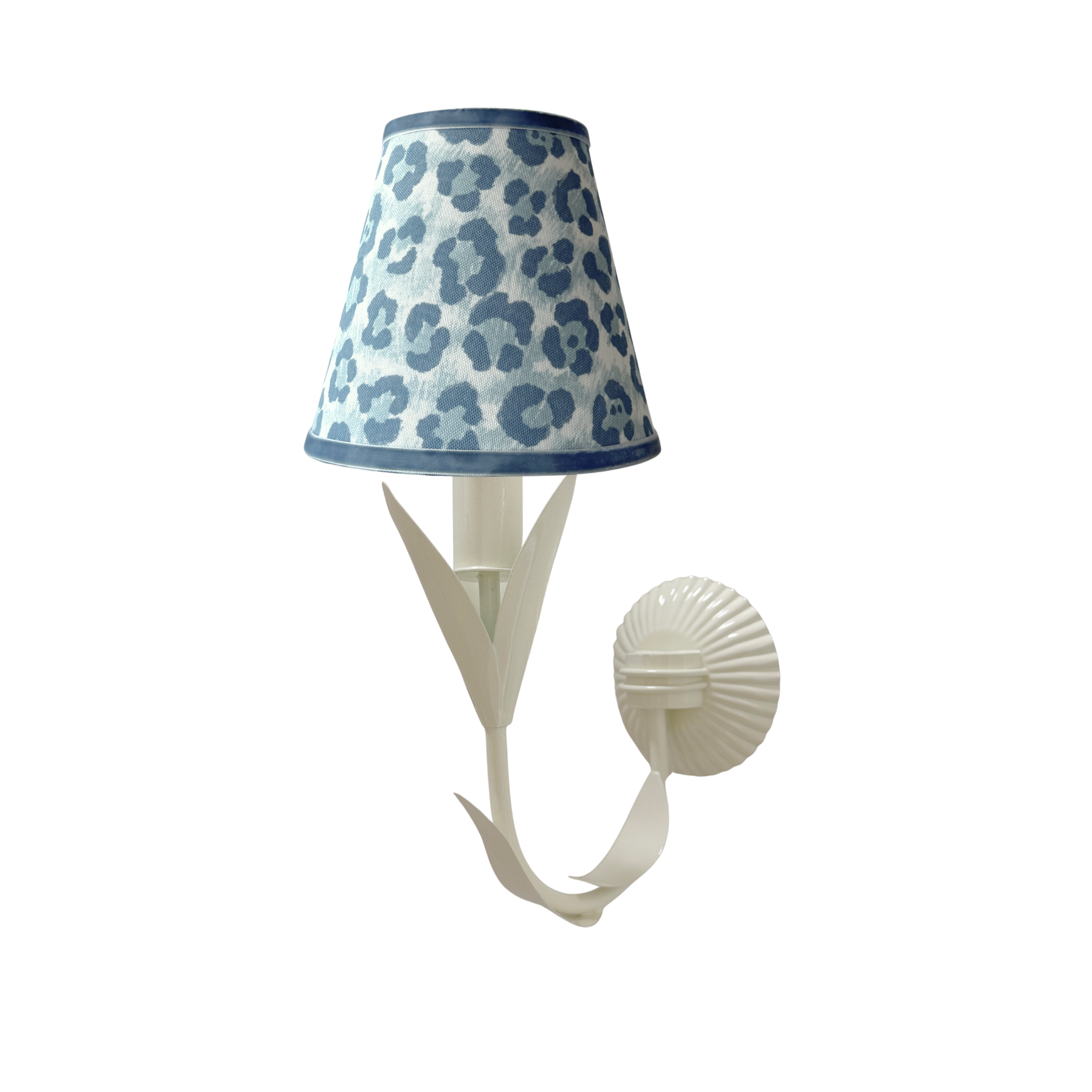Bleu Leopard Shade and La Fleur Ivory Wall Sconce - LUXE AND BEAU
