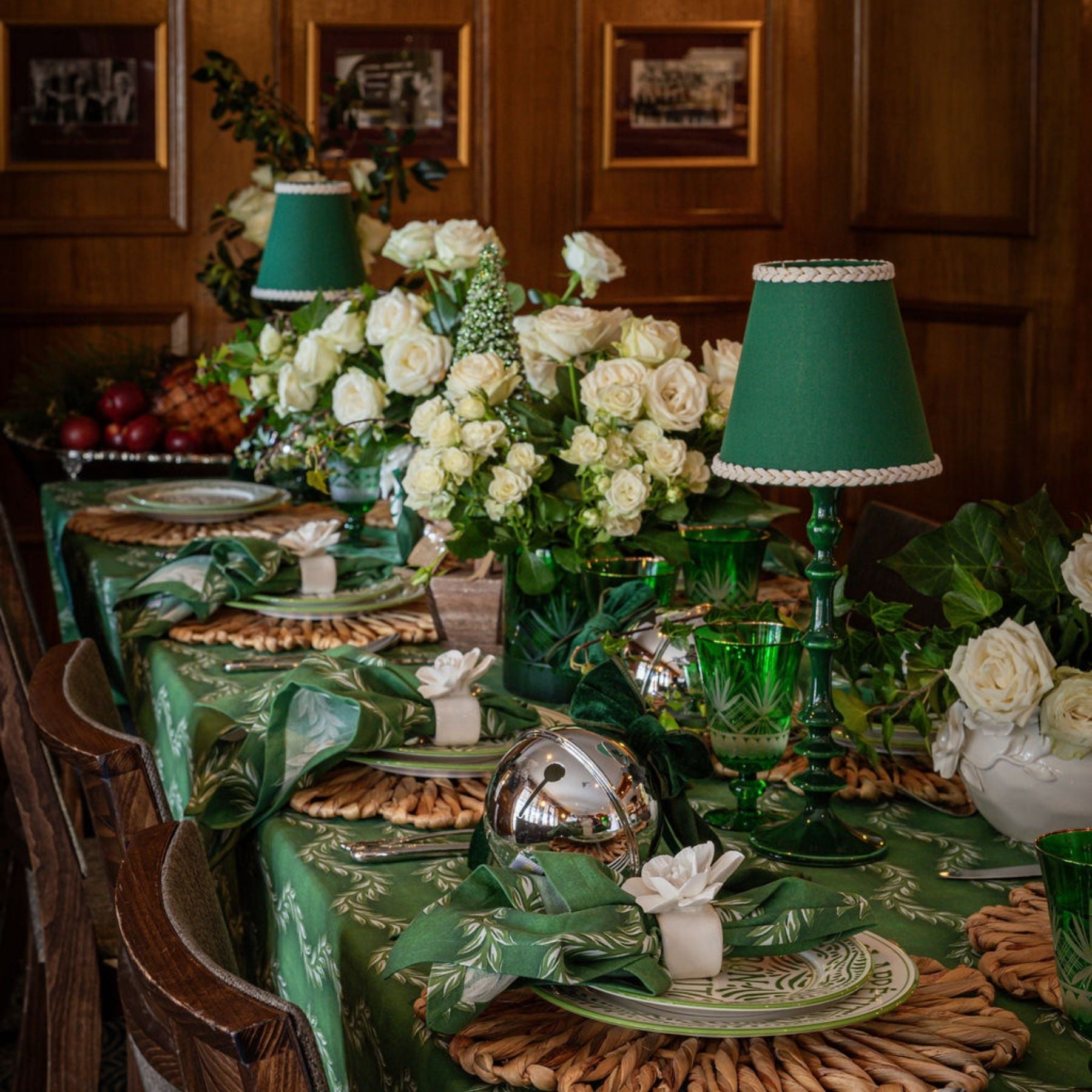 Verdant Green Braided Trim Lamp Shade & Verdant Green Base - Table Lamp - LUXE AND BEAU