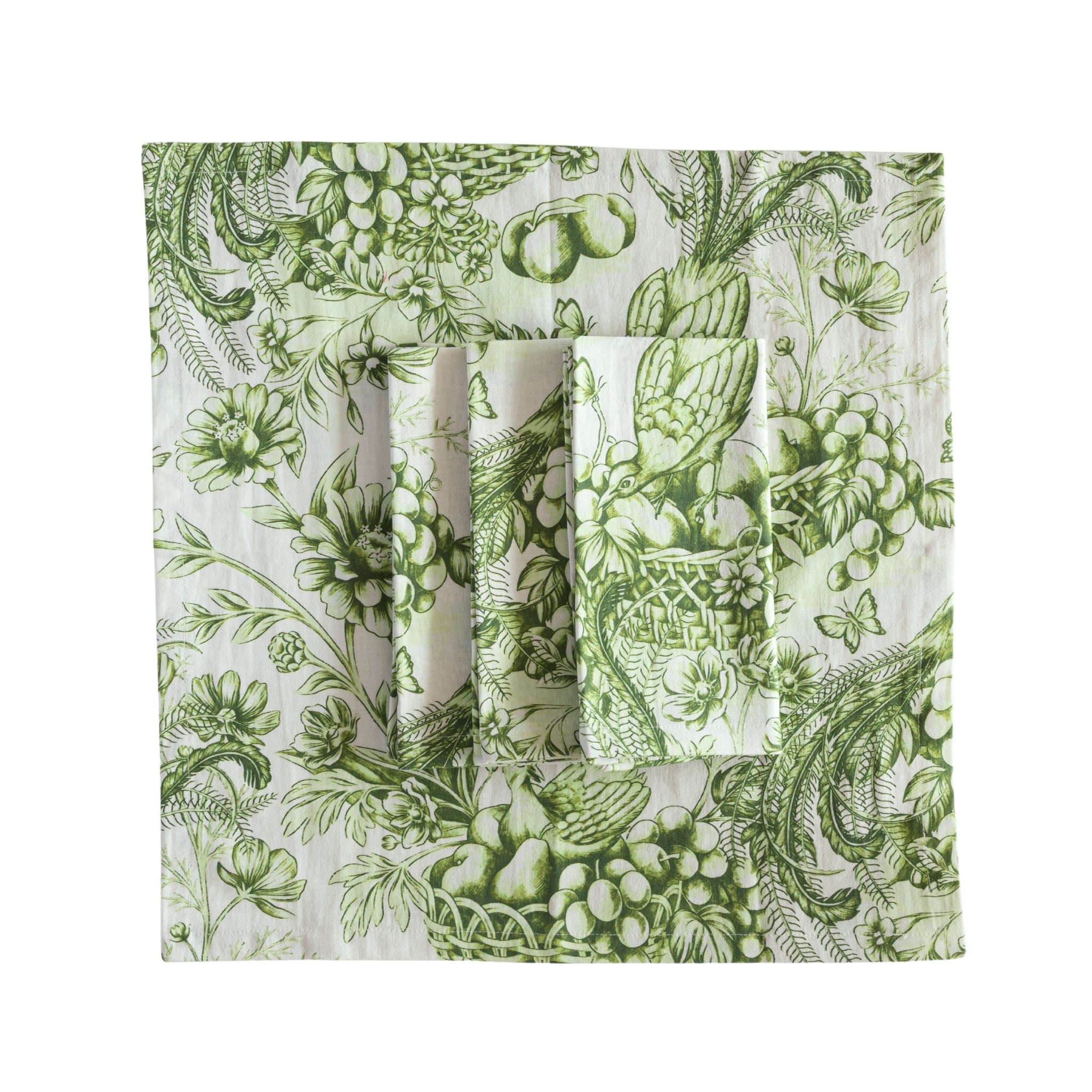 Verdant Green Fruit Toile Napkins (Set of 4) - LUXE AND BEAU