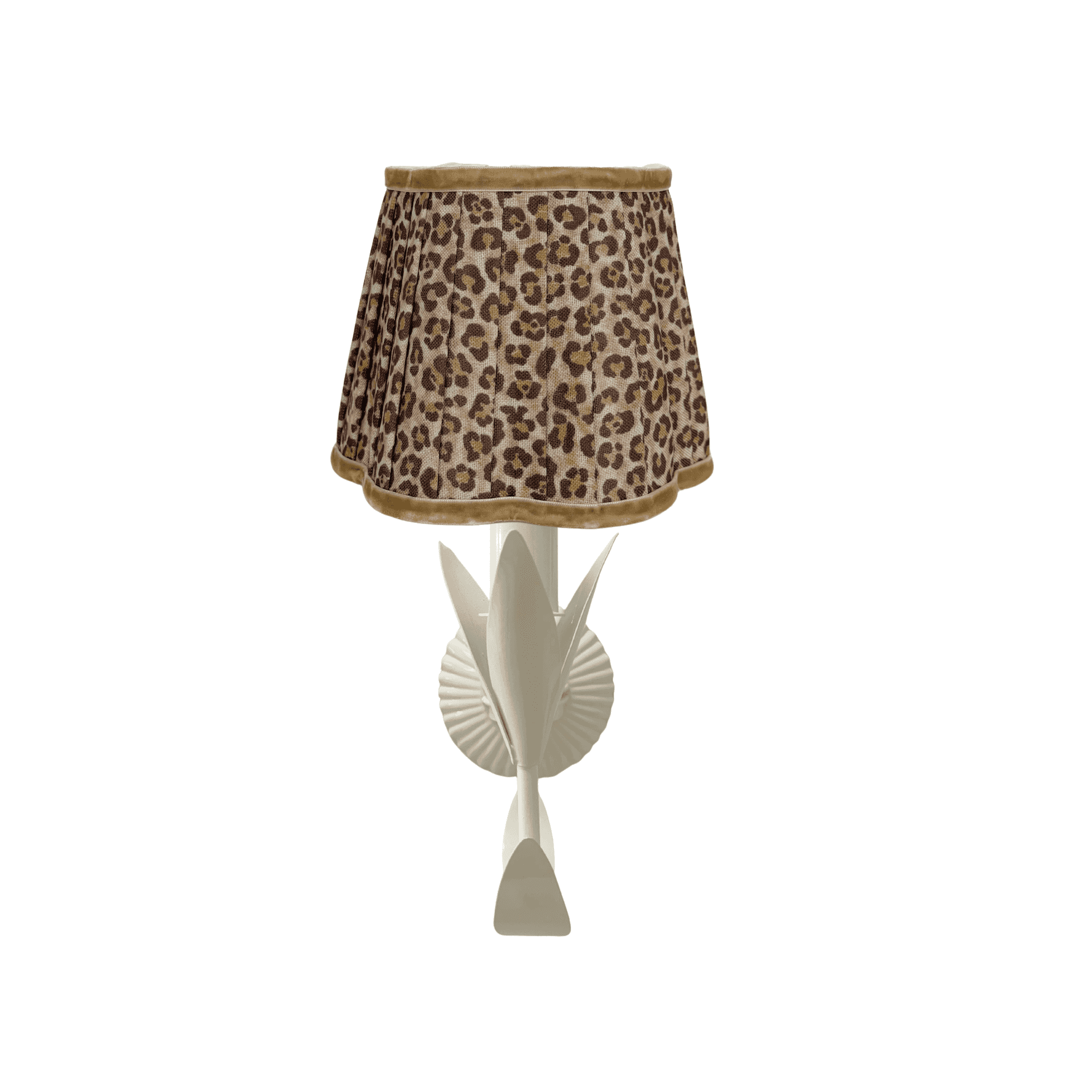 Leopard Scallop Lamp Shade and La Fleur Ivory Wall Sconce - LUXE AND BEAU
