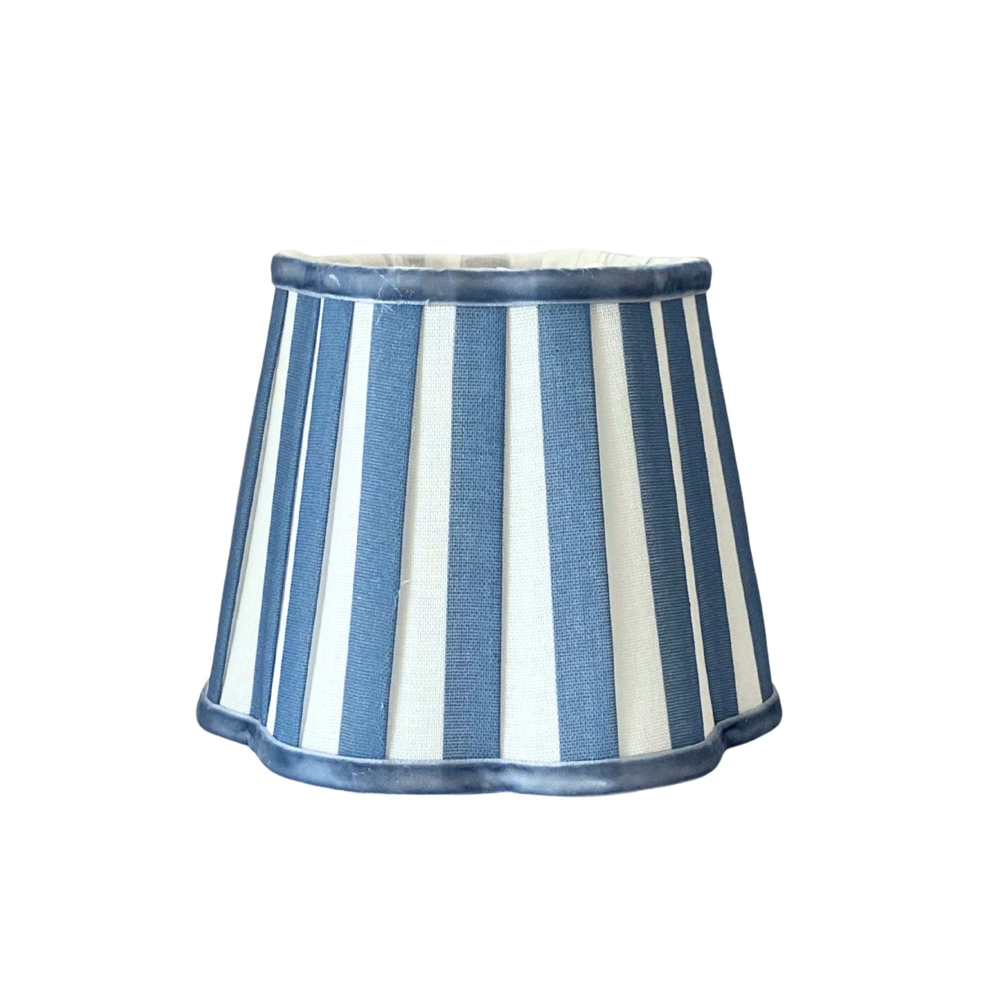 Ocean Blue Stripe Scallop Lamp Shade - LUXE AND BEAU