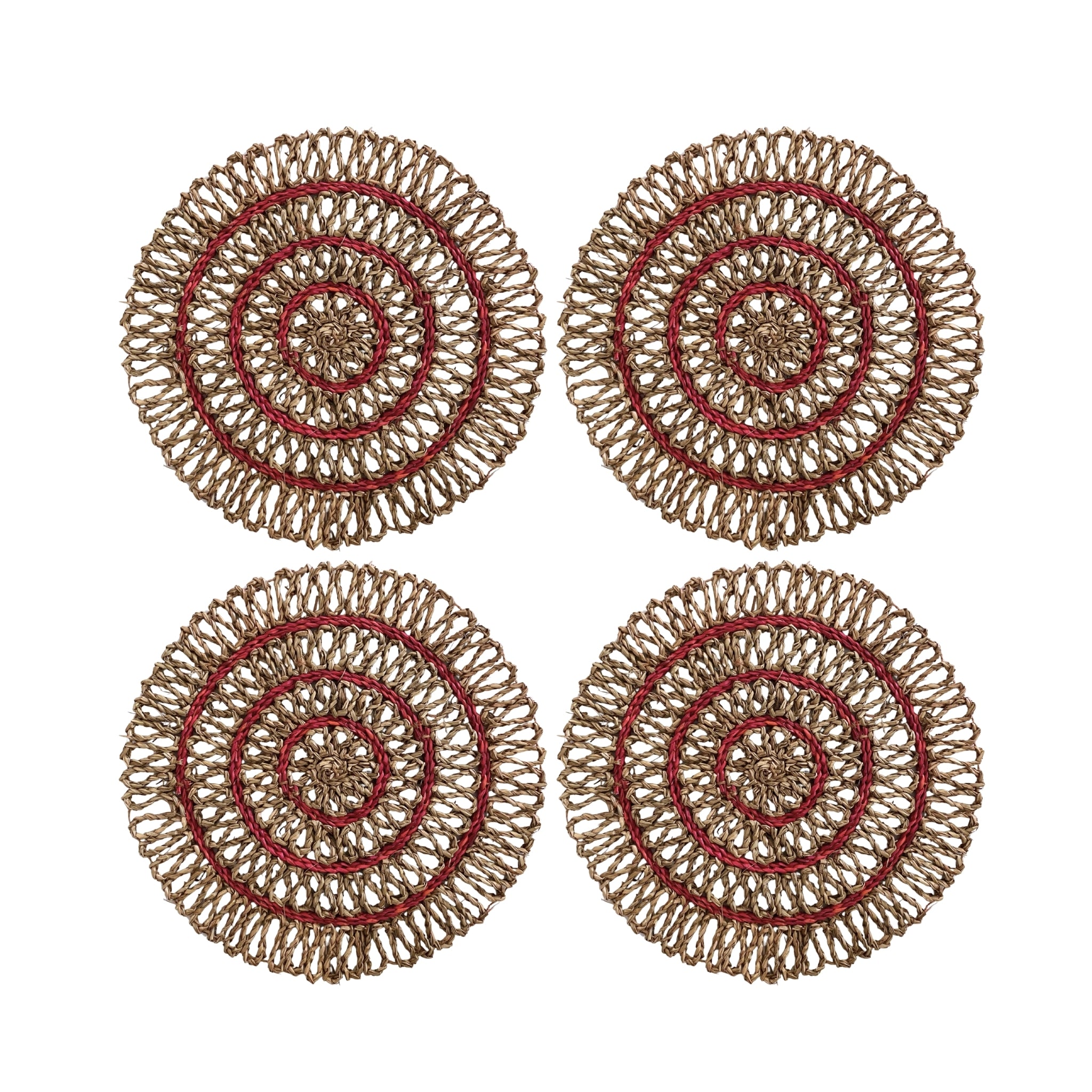 Red Seagrass Placemats (Set of 4) - LUXE AND BEAU