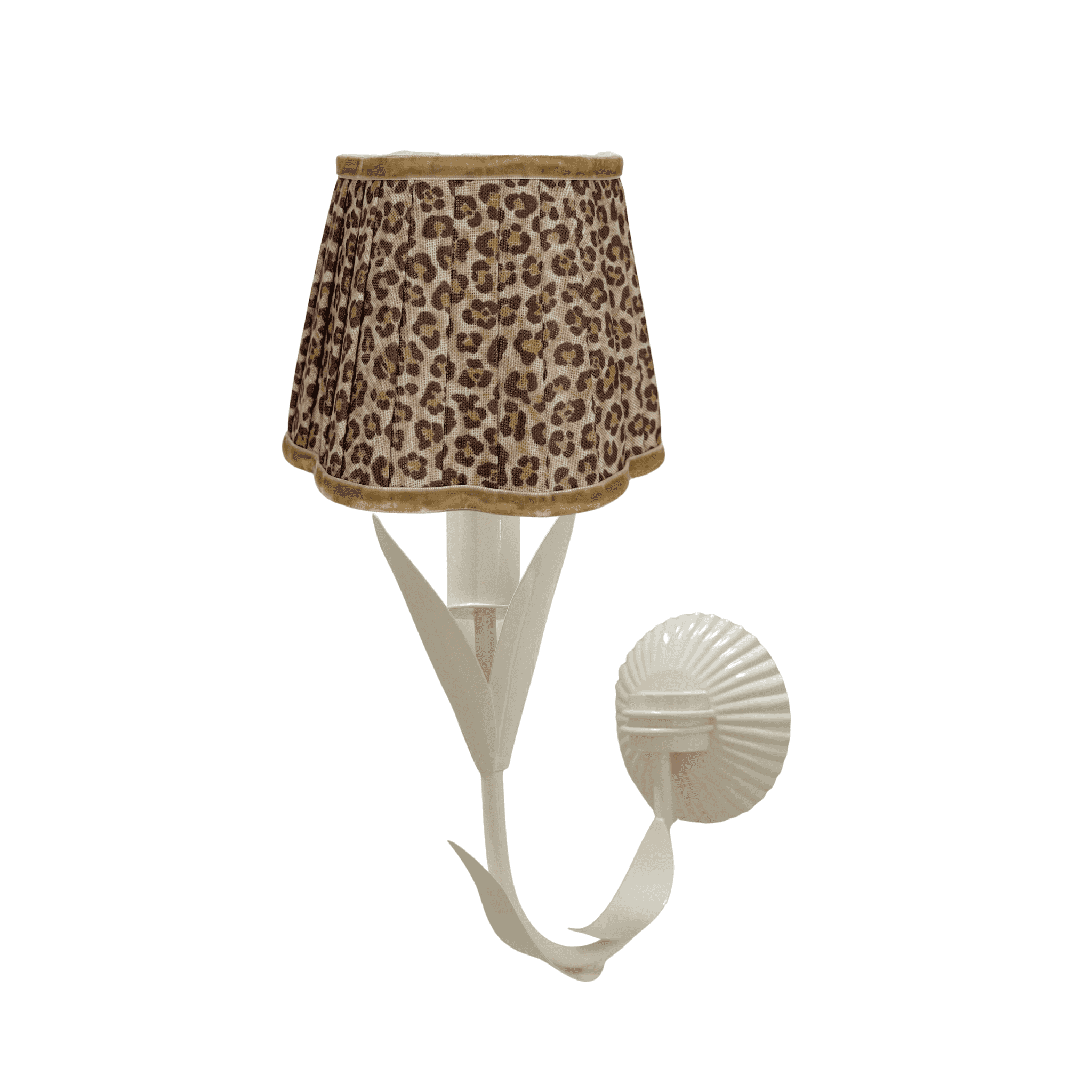 Leopard Scallop Lamp Shade and La Fleur Ivory Wall Sconce - LUXE AND BEAU