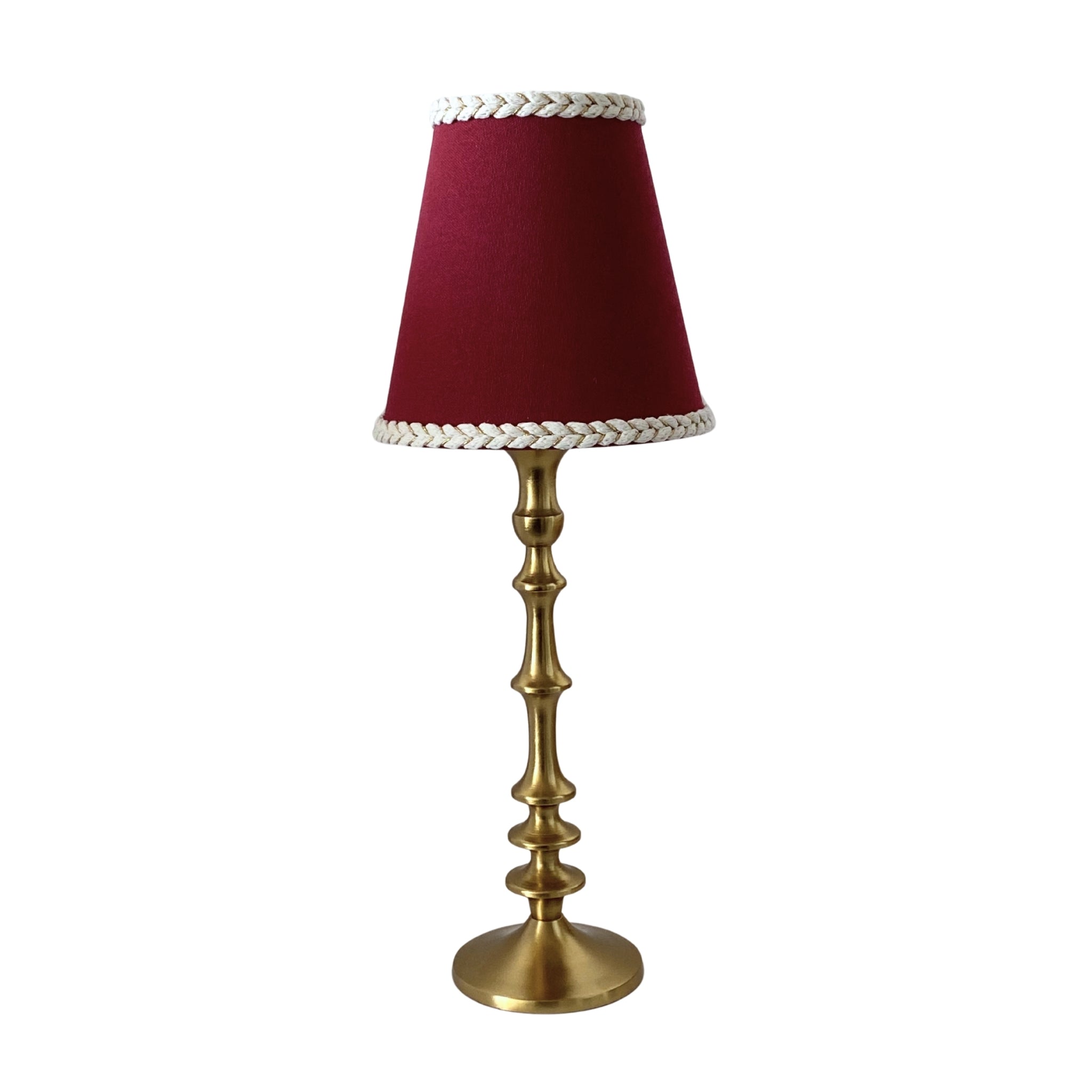 Rouge Braided Trim Lamp Shade & Brass Base - Table Lamp - LUXE AND BEAU