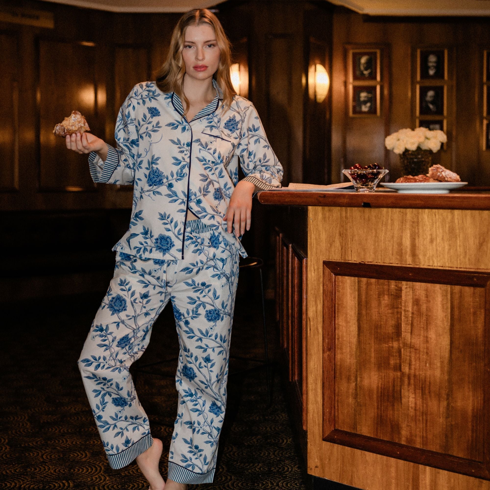Versailles Blue Chinoiserie Pyjama Set - LUXE AND BEAU