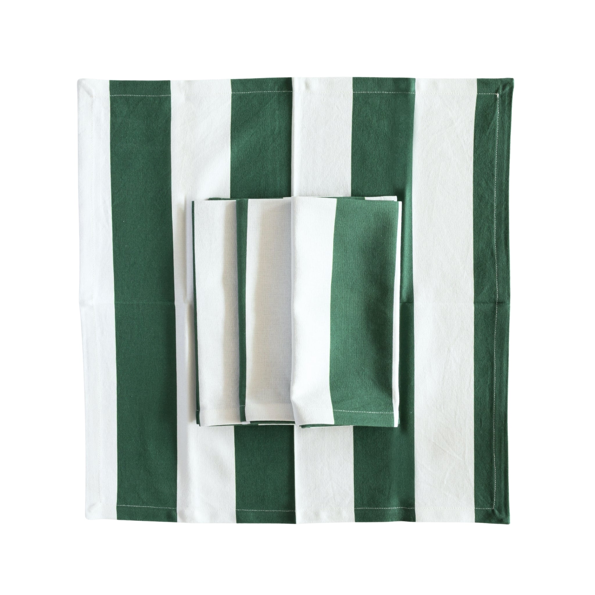 Verdant Green Stripe Napkins (Set of 4) - LUXE AND BEAU