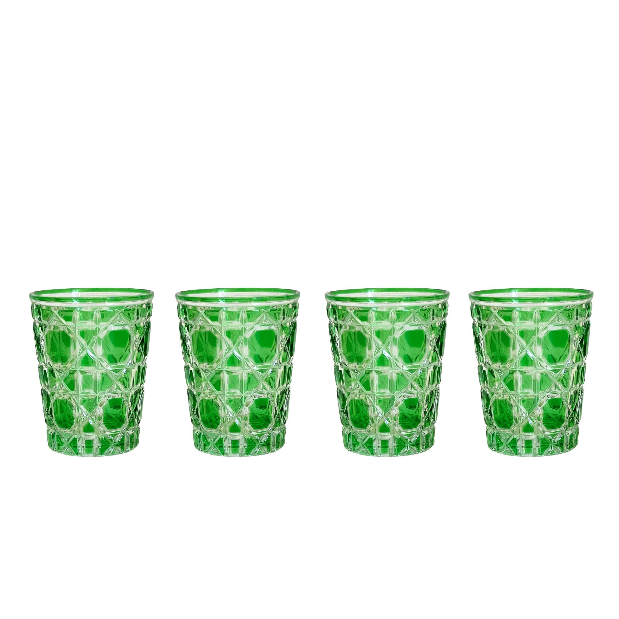 Green Geometric Glass Tumblers (Set of 4) - LUXE AND BEAU