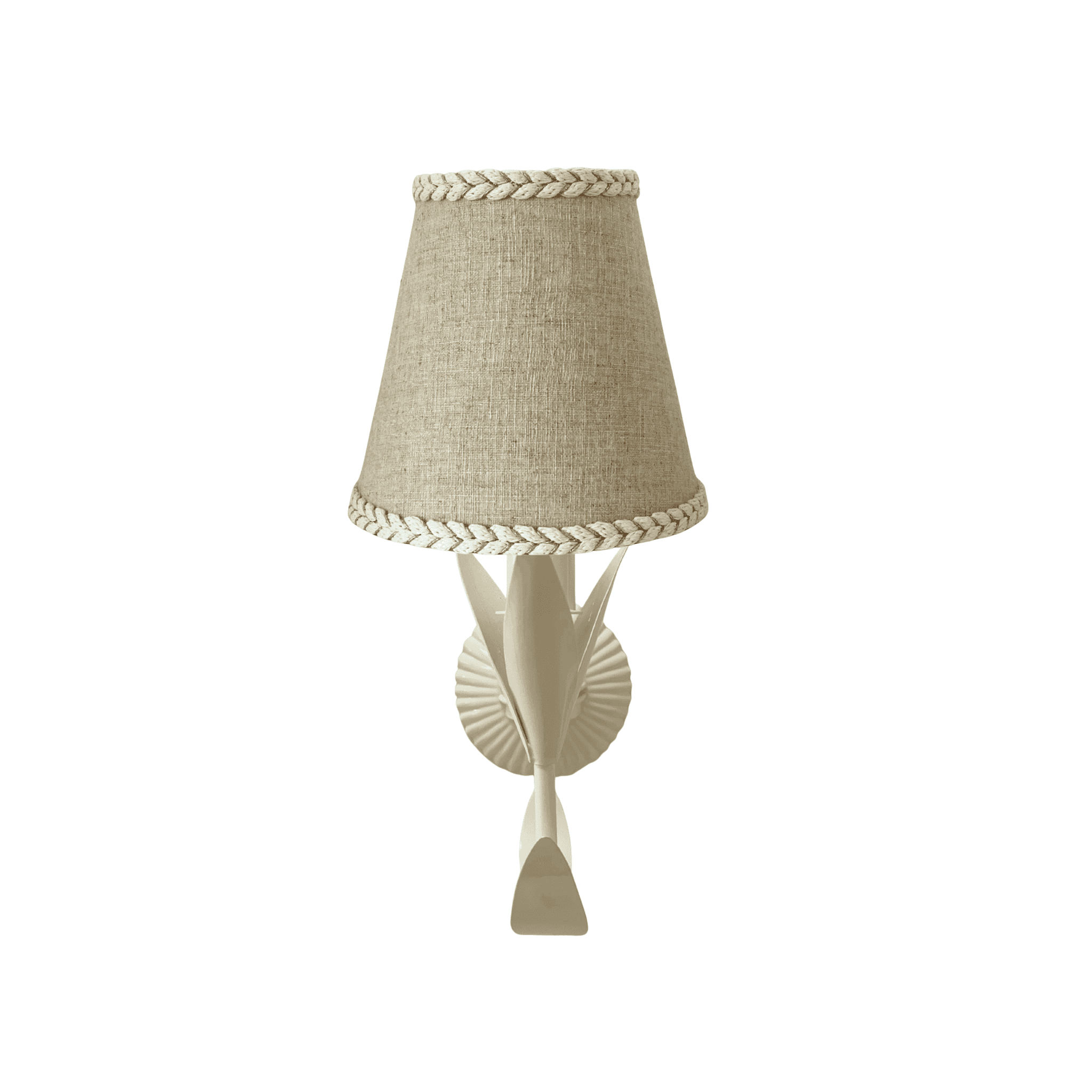 Natural Braided Trim Lamp Shade and La Fleur Ivory Wall Sconce - LUXE AND BEAU