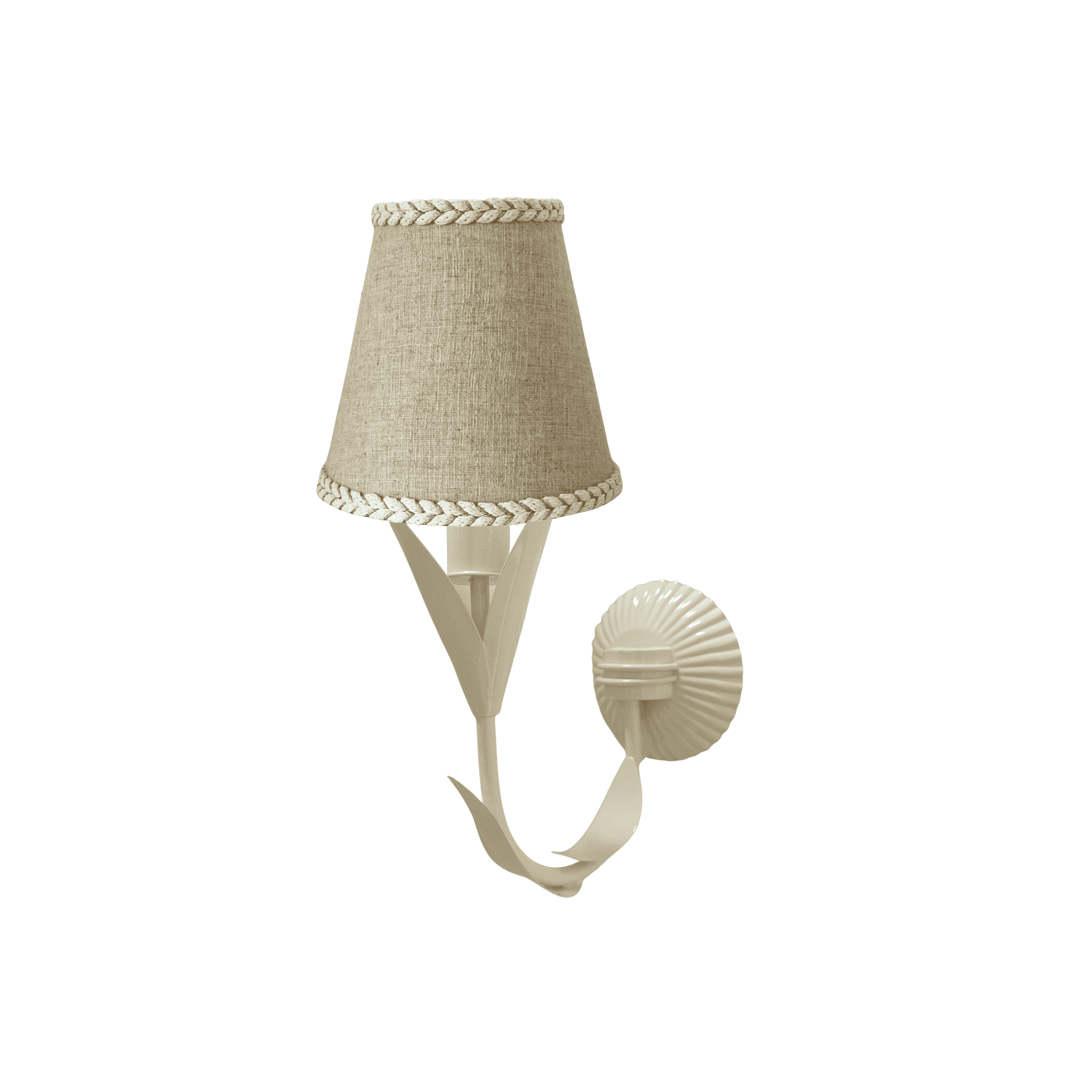 Natural Braided Trim Lamp Shade and La Fleur Ivory Wall Sconce - LUXE AND BEAU