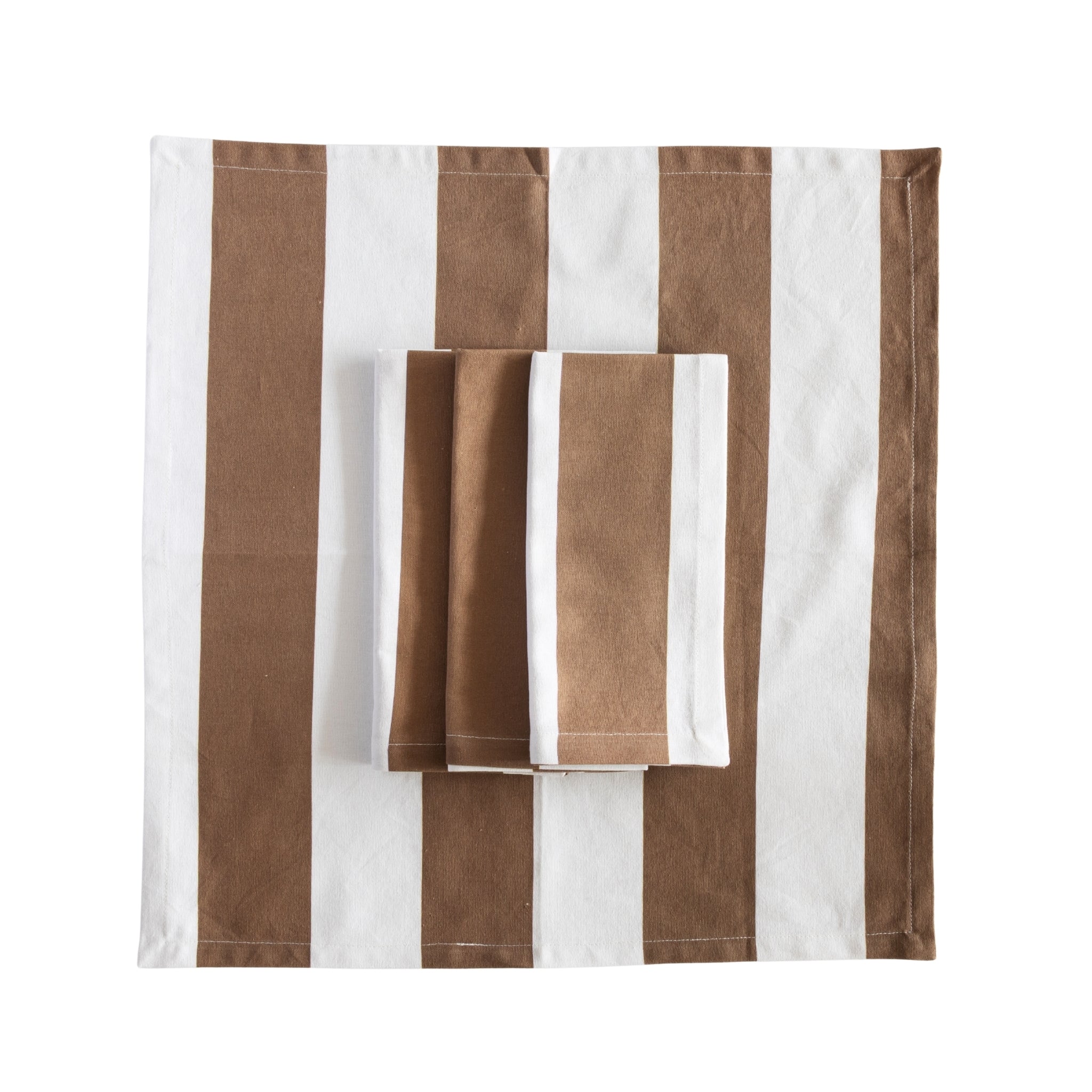 Mocha Stripe Napkins (Set of 4) - LUXE AND BEAU