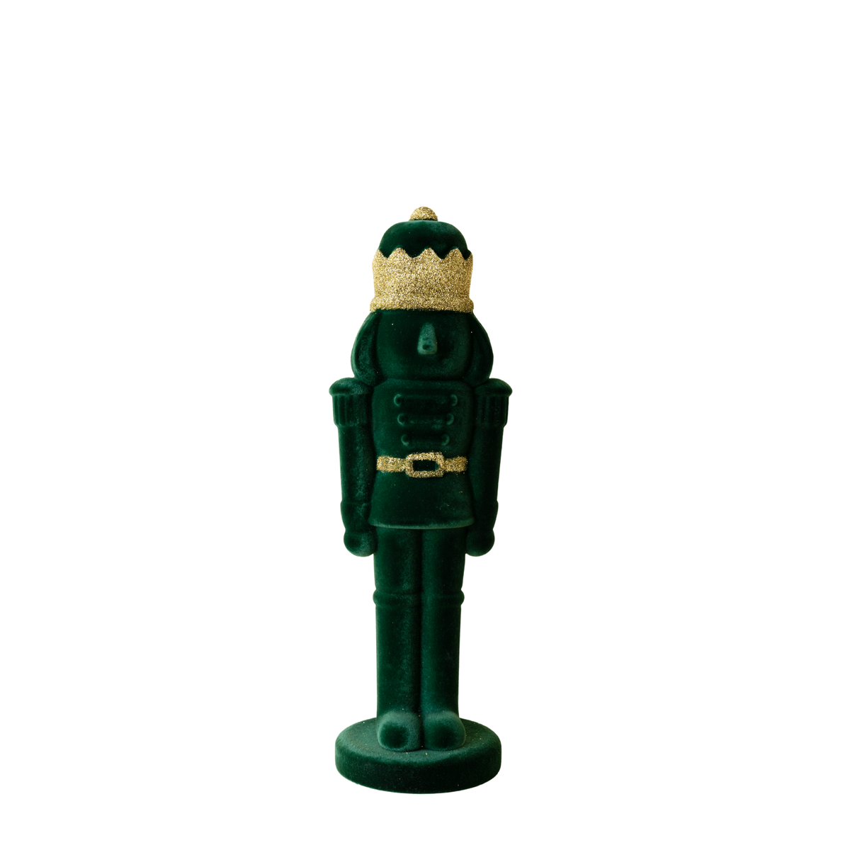 Dark green velvet nutcracker with gold glitter crown
