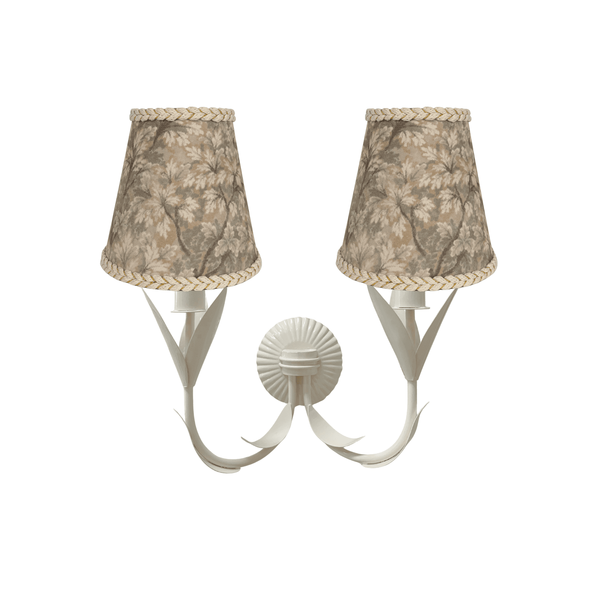 Olive Tapestry Lamp Shade and La Fleur Ivory Wall Sconce - LUXE AND BEAU