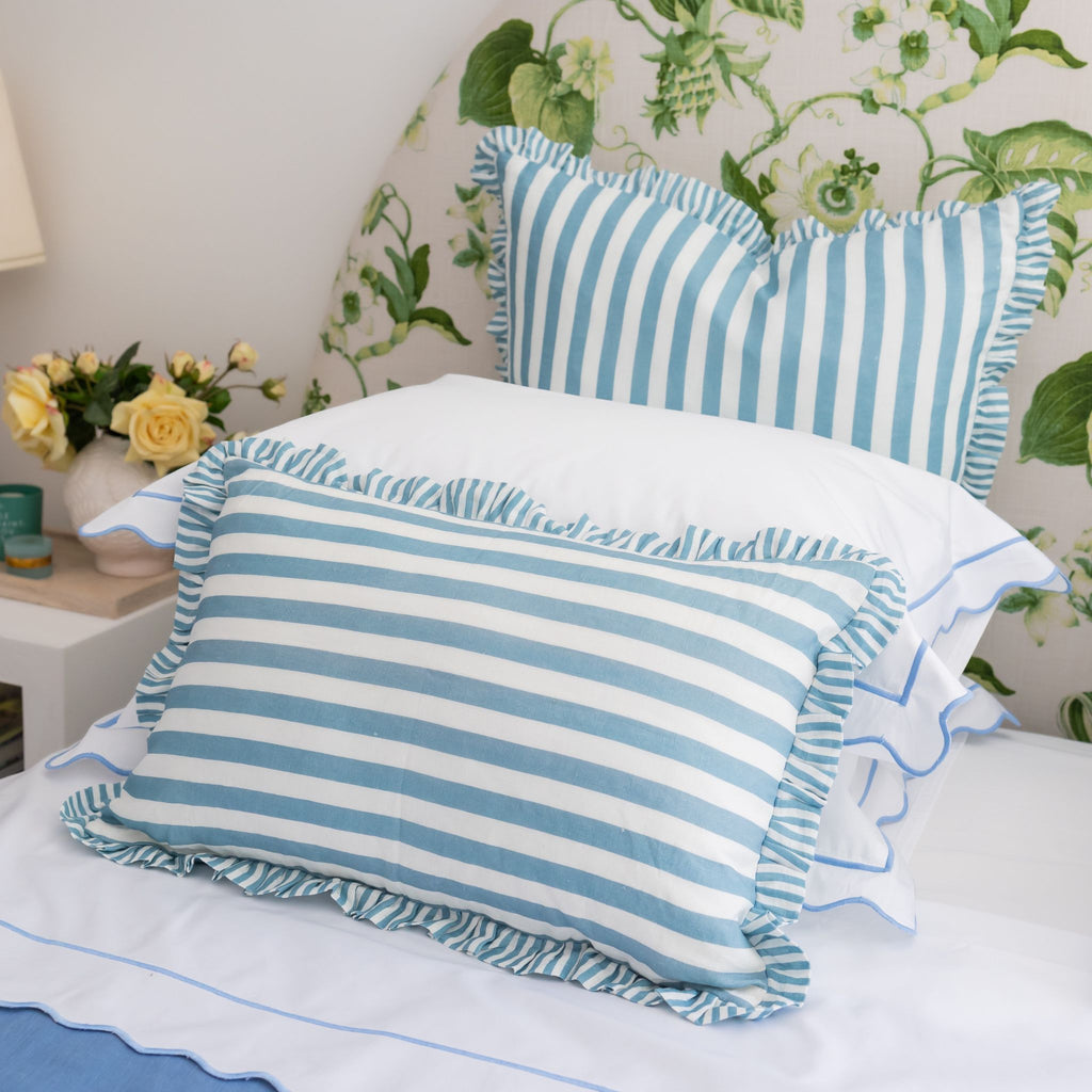 Buy Luxe Cushions & Linens - Blue Scallop Pillow Case Set - By Luxe & Beau Designs 