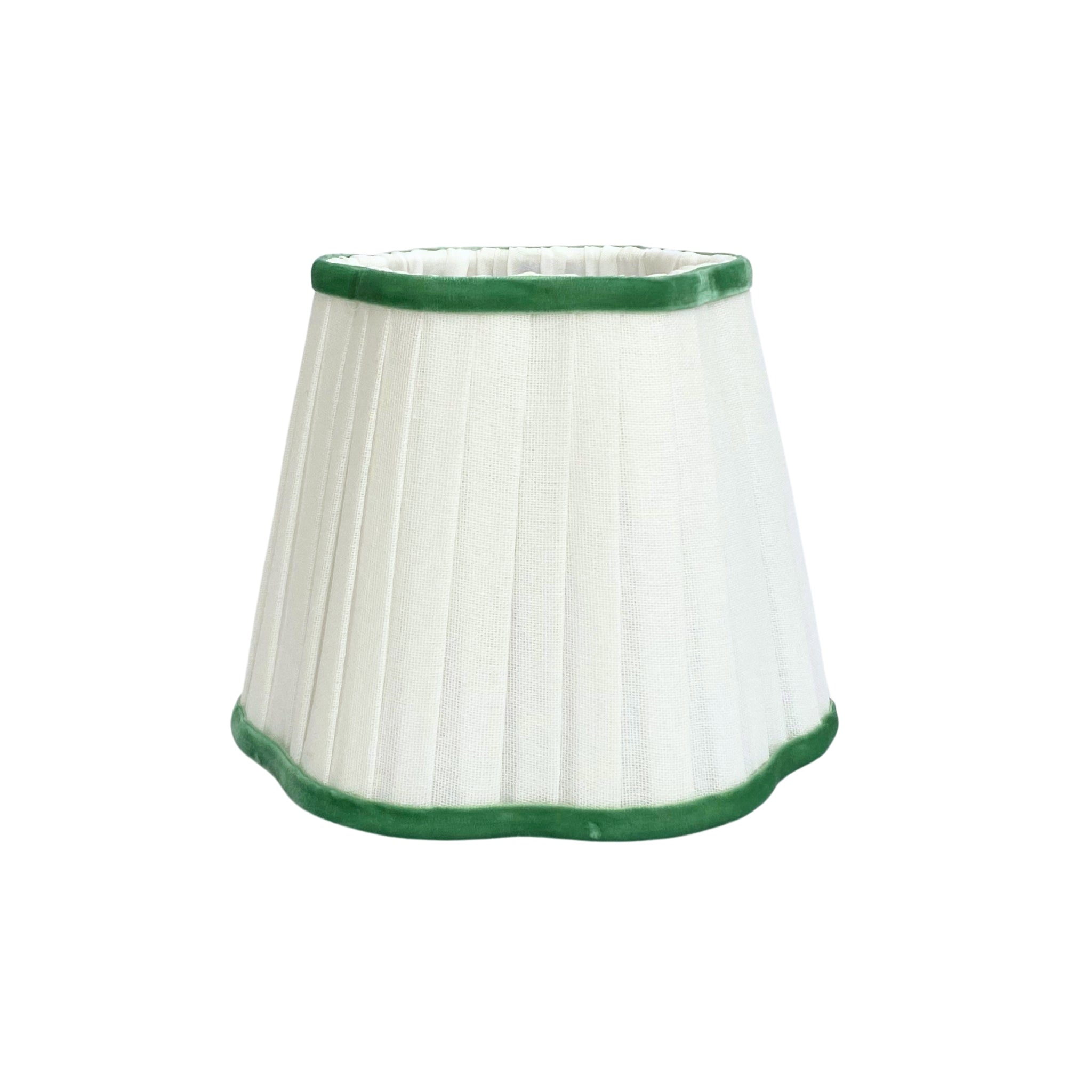 Green Velvet Trim Scallop Lamp Shade - LUXE AND BEAU