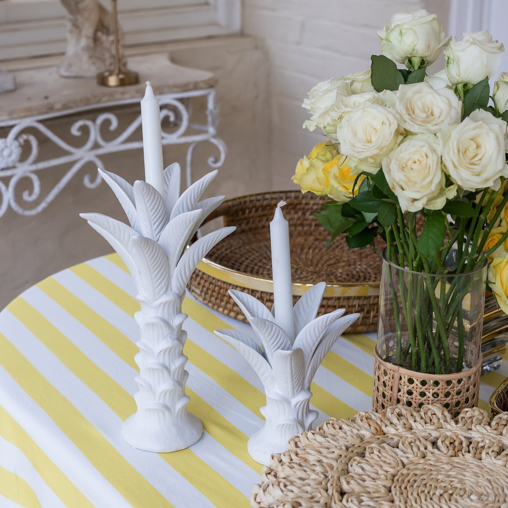 Yellow Ruffle Stripe Table Cloth - LUXE AND BEAU