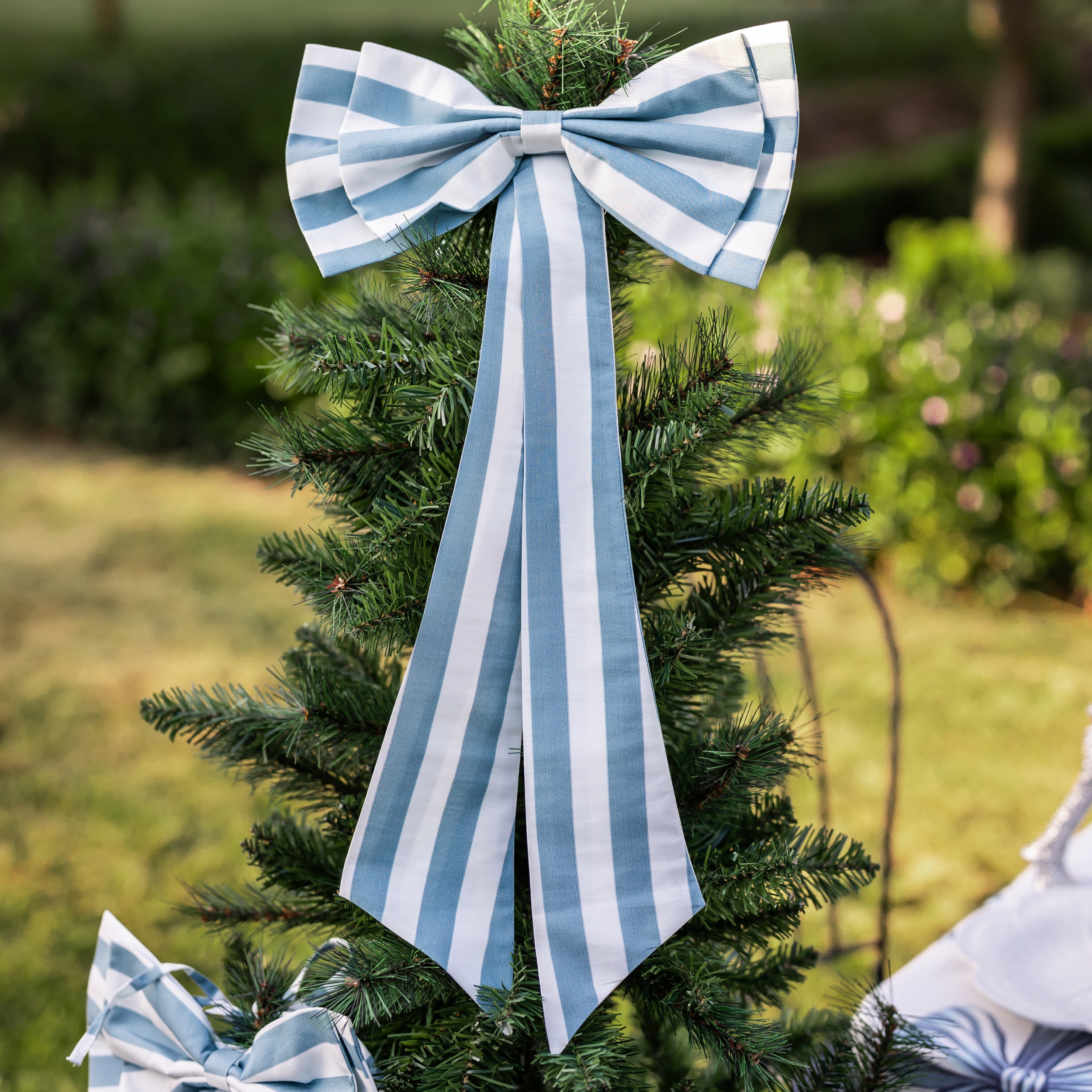 Blue Stripe Bow - LUXE AND BEAU