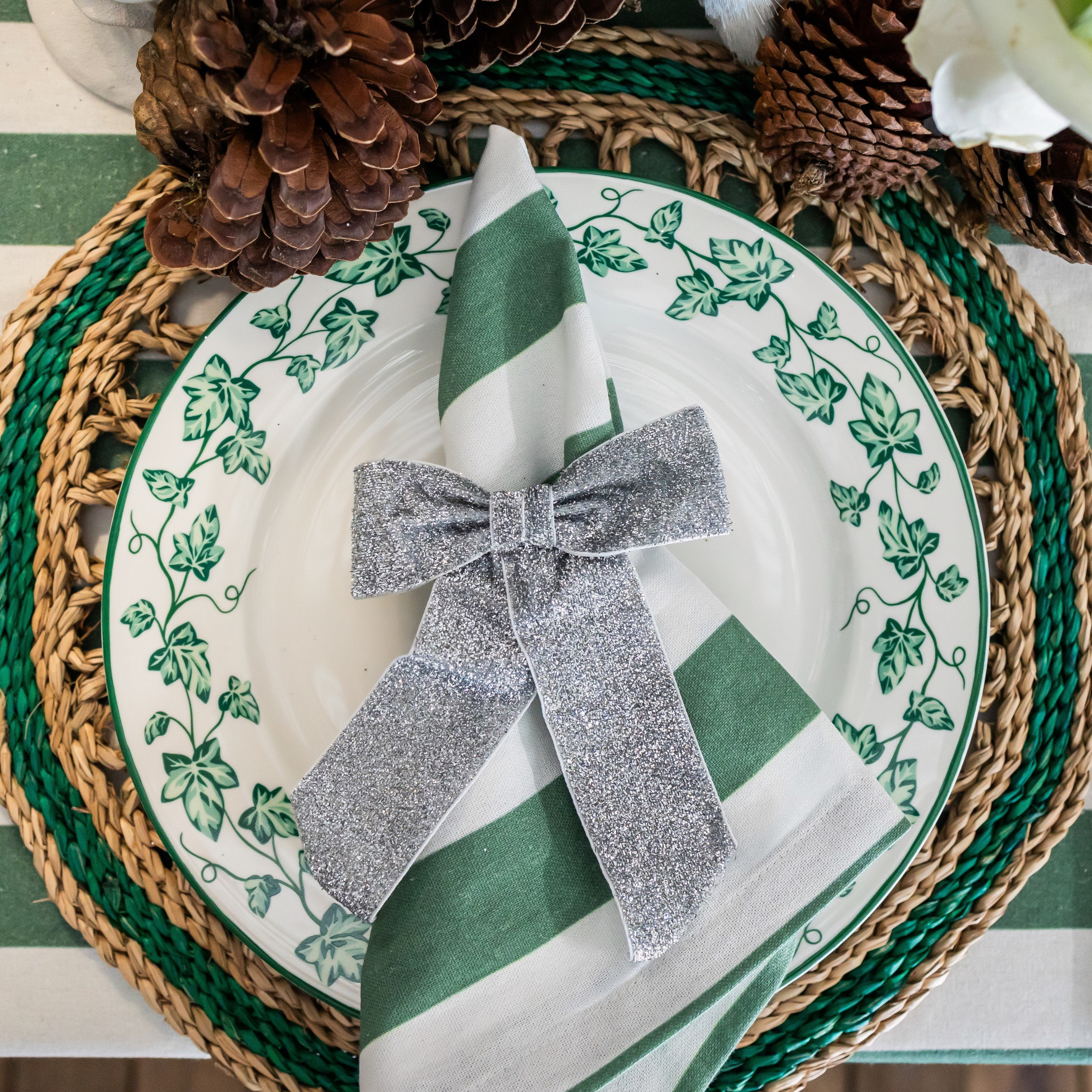 Silver Glitter Bows (set of 4) - LUXE AND BEAU