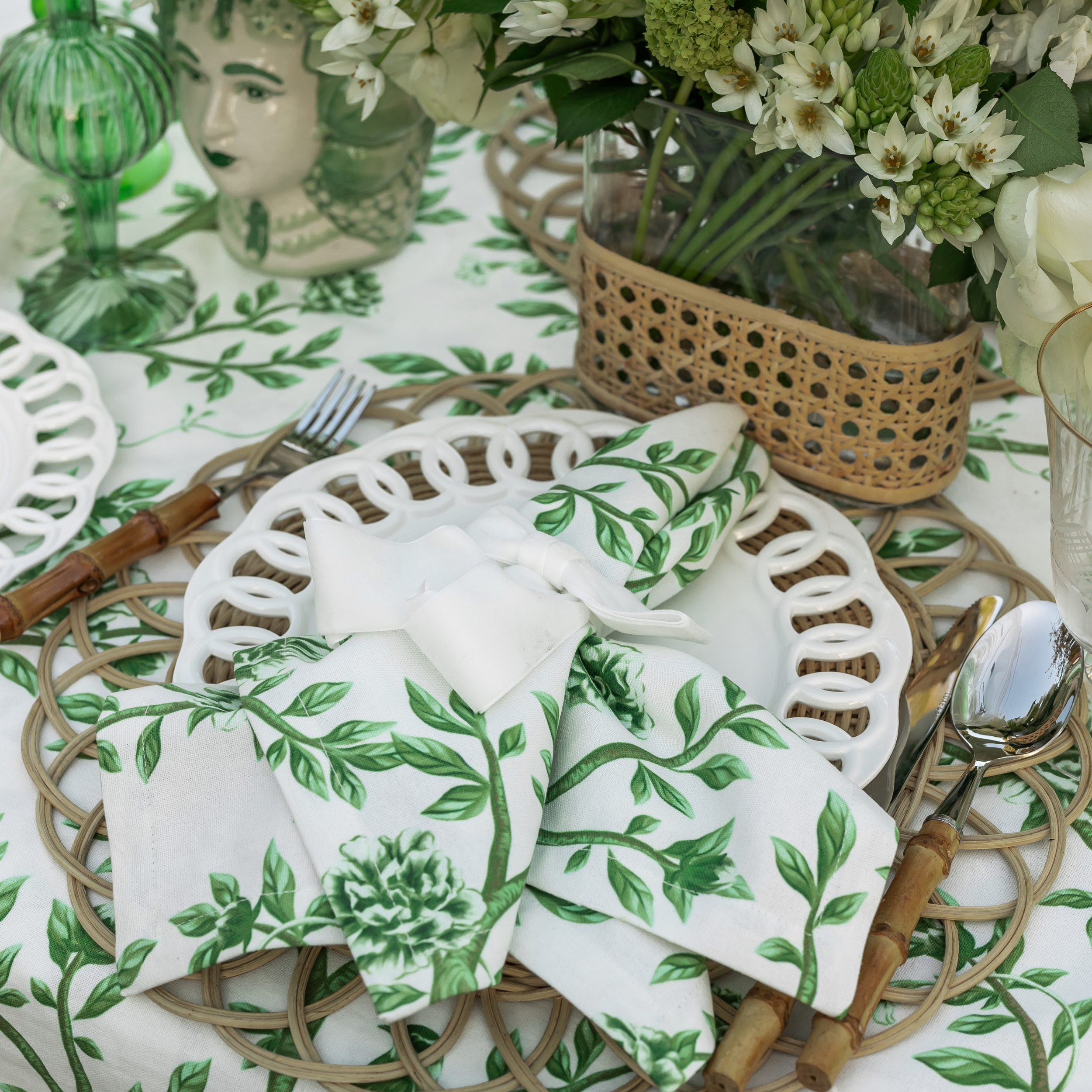 Buy Luxe Cushions & Linens - Sicily Lemon Vase Green - By Luxe & Beau Designs