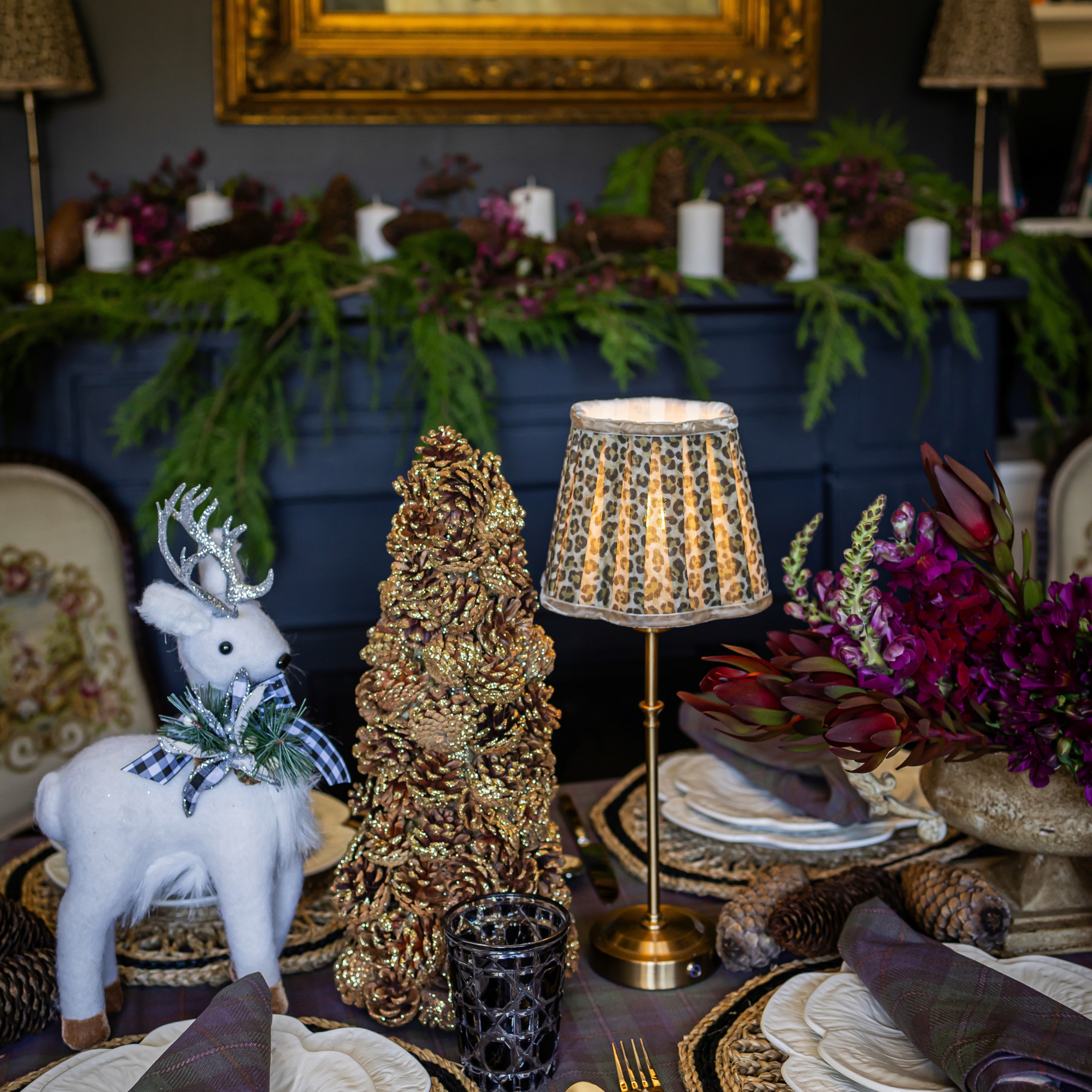 Prancer Reindeer With Check Collar - LUXE AND BEAU