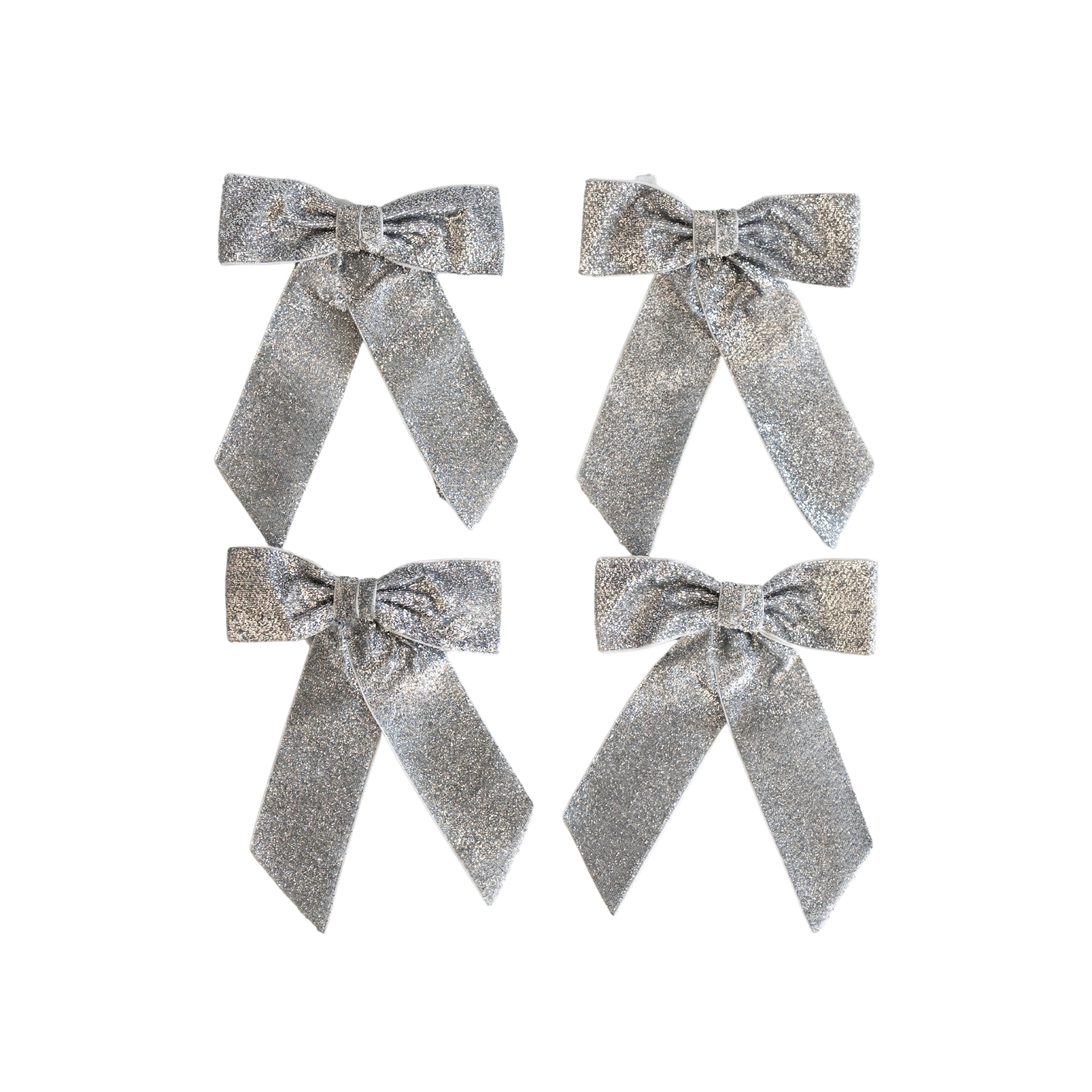 Silver Glitter Bows (set of 4) - LUXE AND BEAU