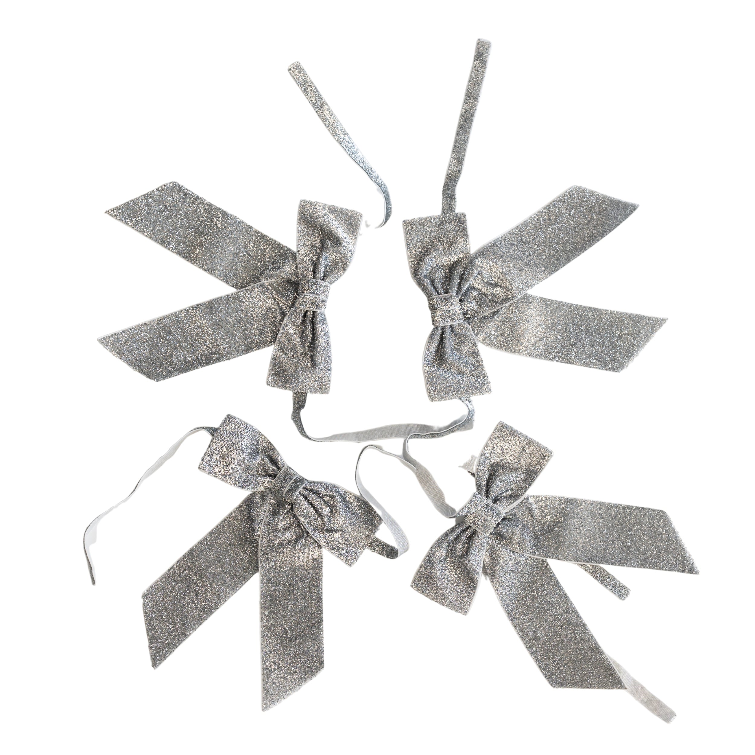 Silver Glitter Bows (set of 4) - LUXE AND BEAU