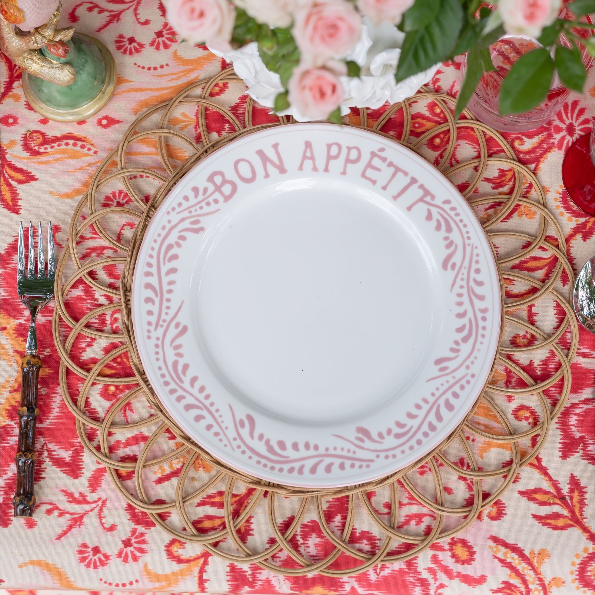 Buy Luxe Cushions & Linens - Pink Bon Appetit Dinner Plate - By Luxe & Beau Designs