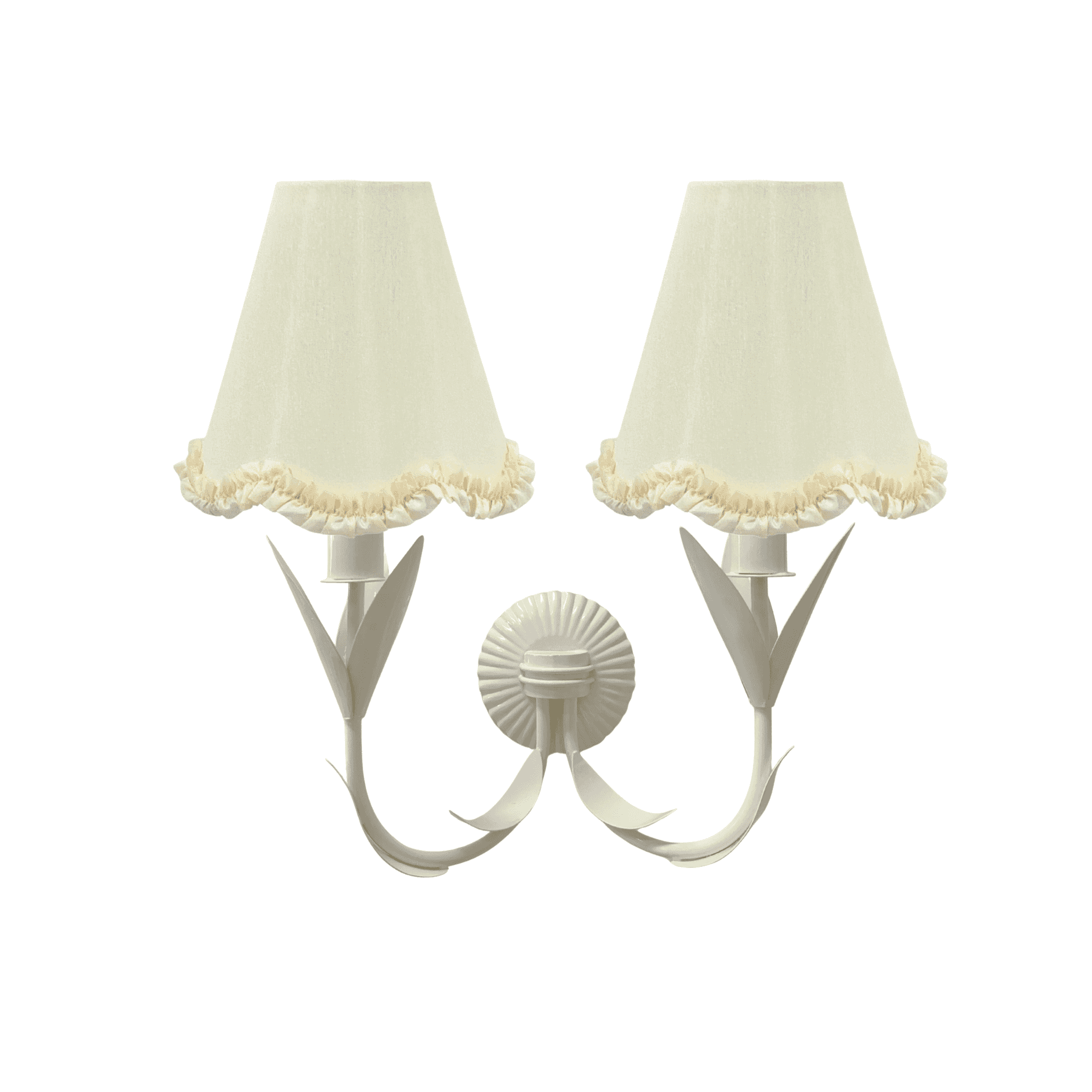 Ivory Scallop Ruffle Lamp Shade and La Fleur Ivory Wall Sconce - LUXE AND BEAU