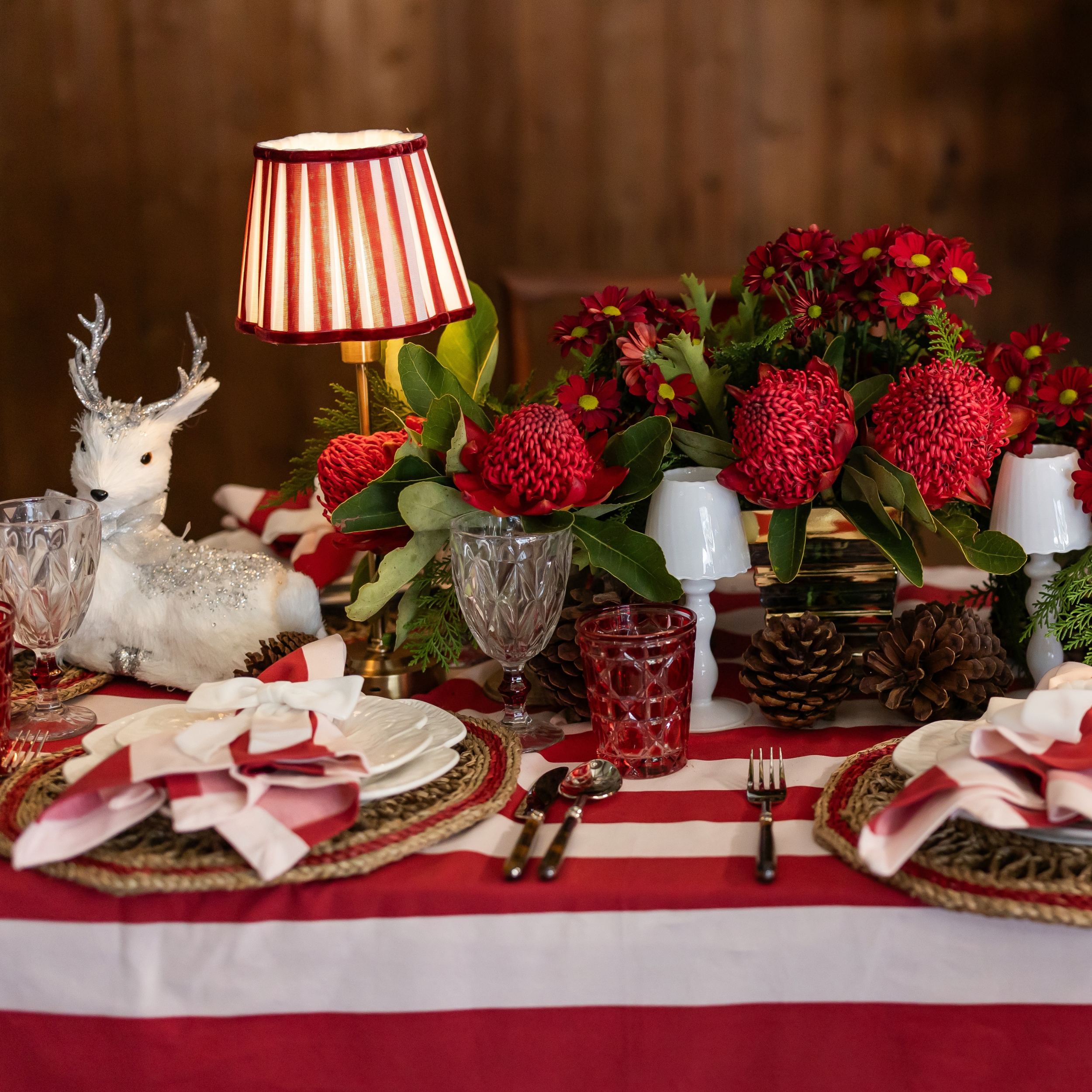 Buy Luxe Cushions & Linens - Red Velvet Scallop Trim Shade & Gold Base - USB Table Lamp - By Luxe & Beau Designs