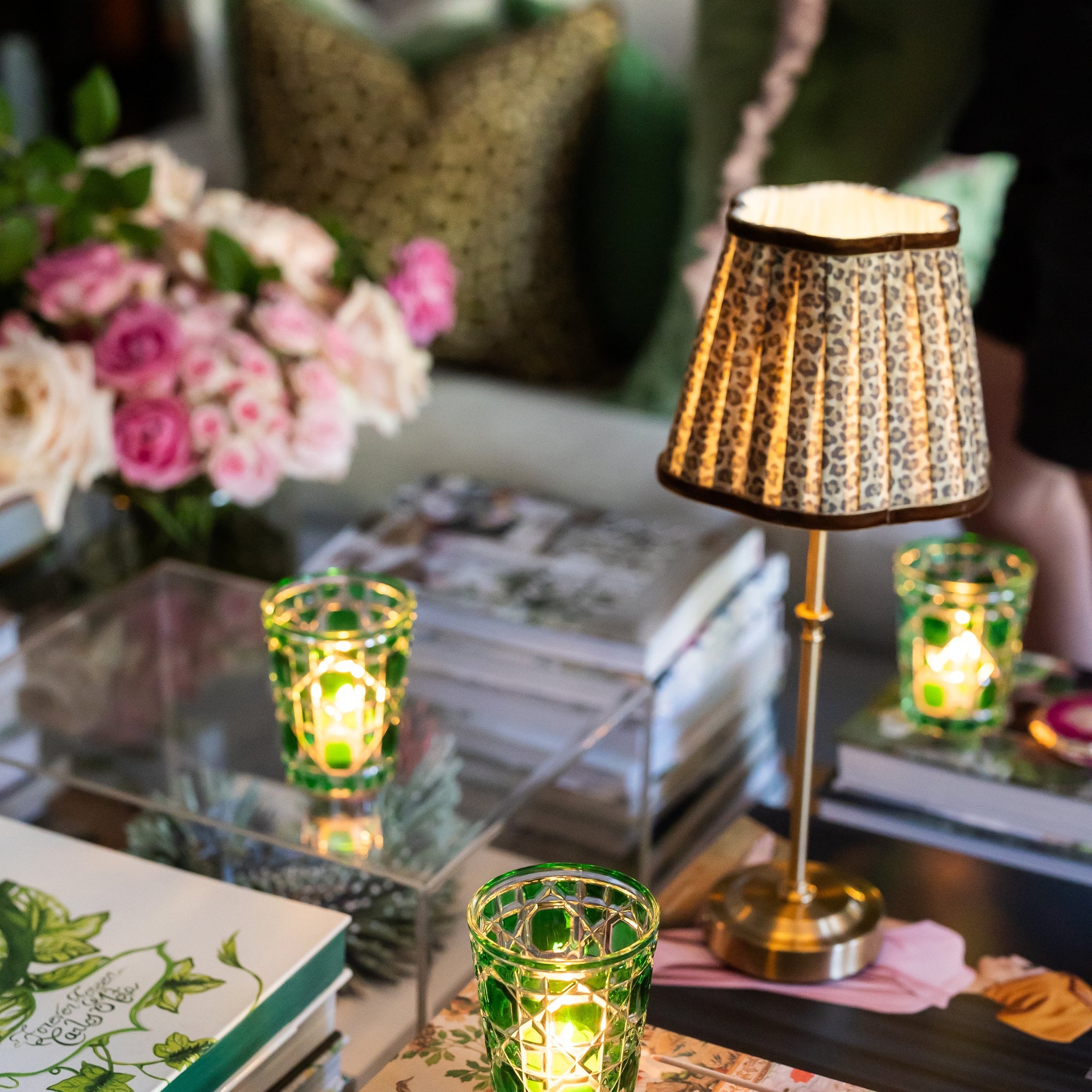 Leopard Scallop Shade & Gold Base - USB Table Lamp - LUXE AND BEAU