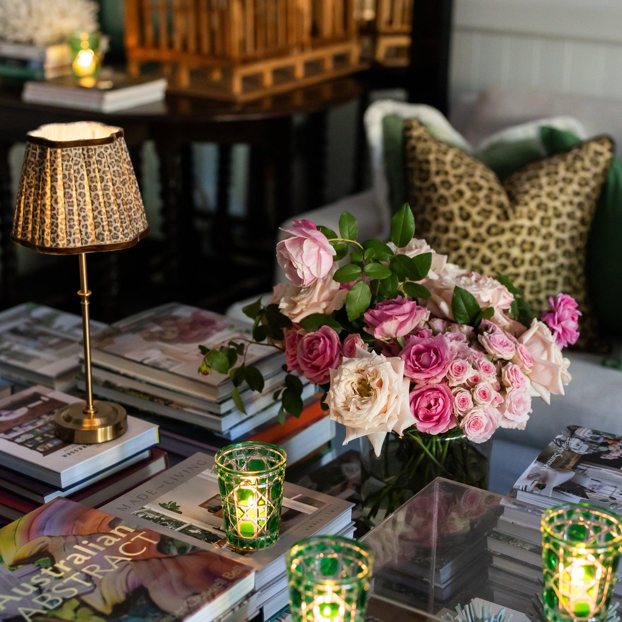 Leopard Scallop Shade & Gold Base - USB Table Lamp - LUXE AND BEAU