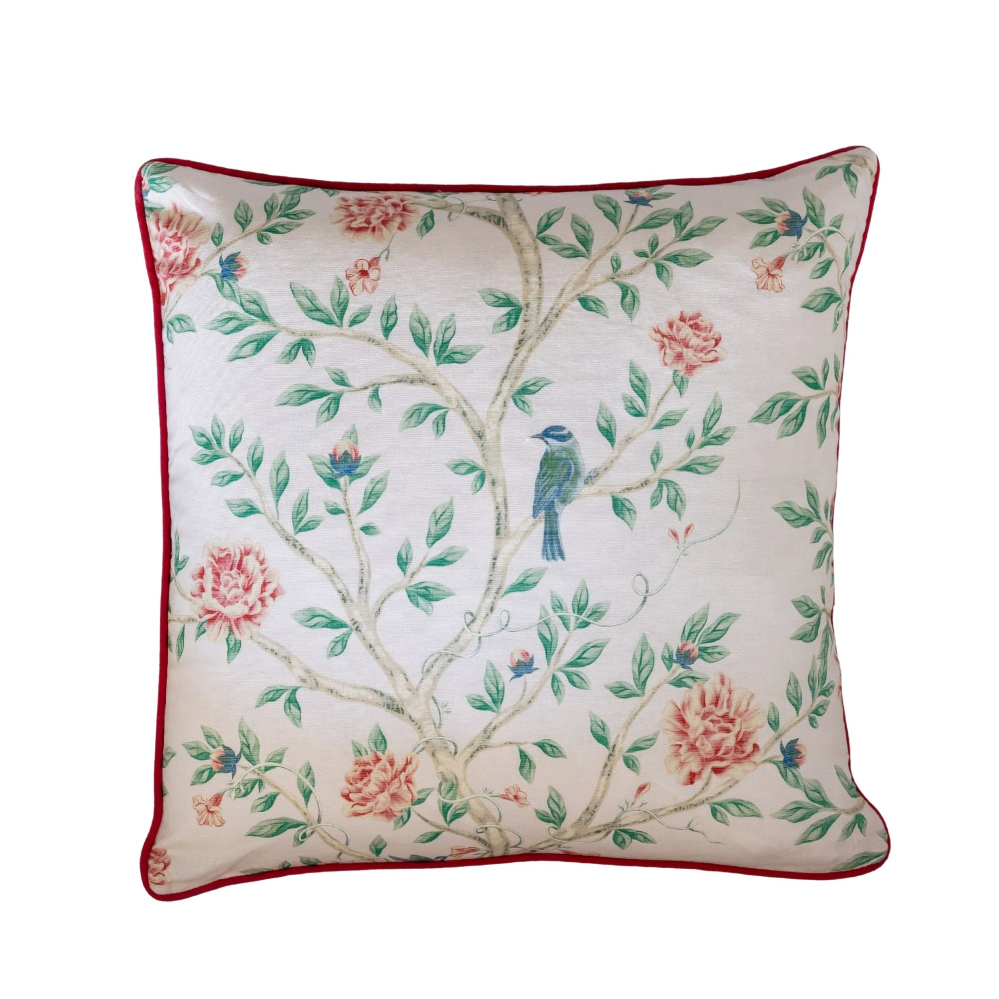 Pink and Red Chinoiserie Cushion 50x50cm - LUXE AND BEAU