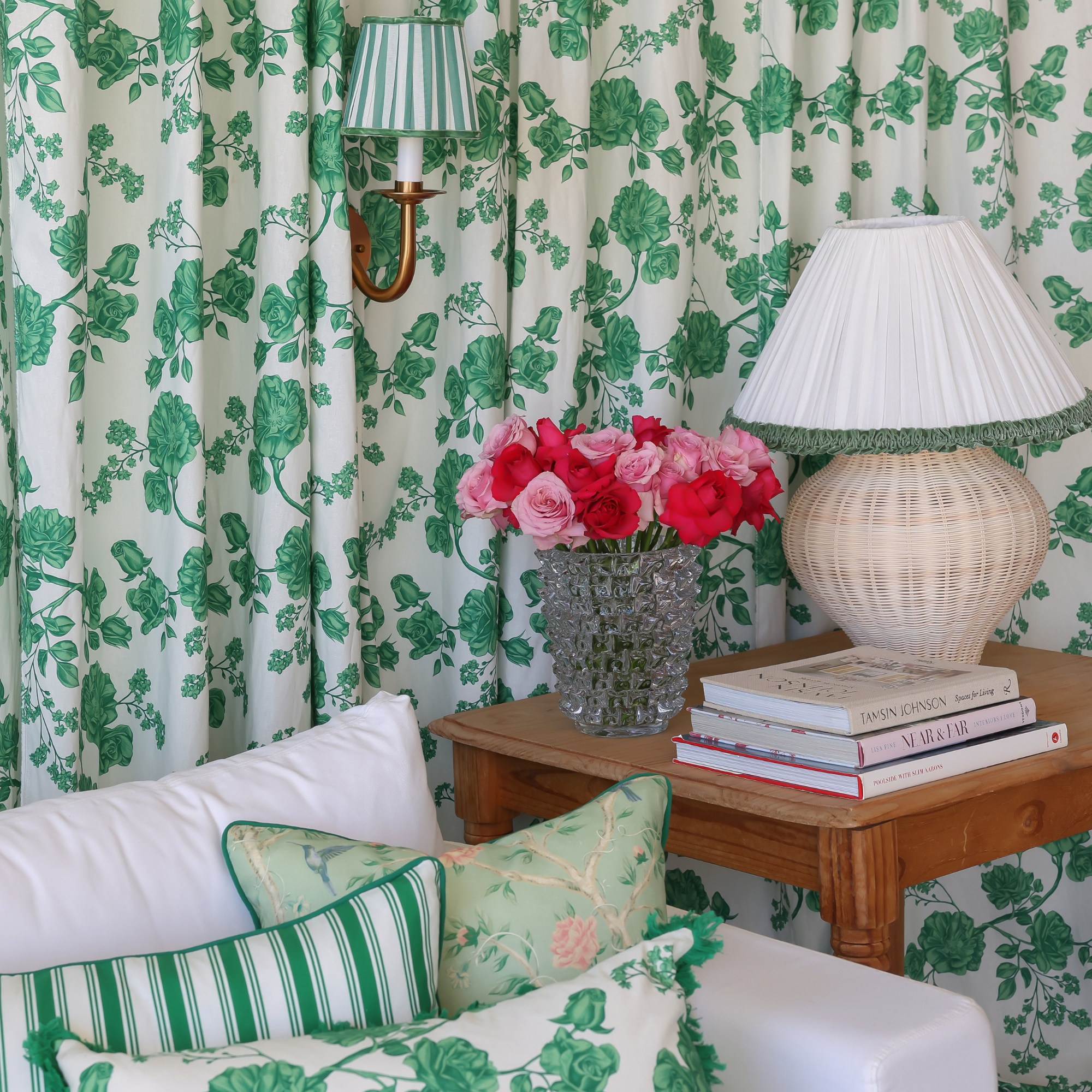 Green Trim Designer Ruffle Lamp Shade Velvet Trim - LUXE AND BEAU