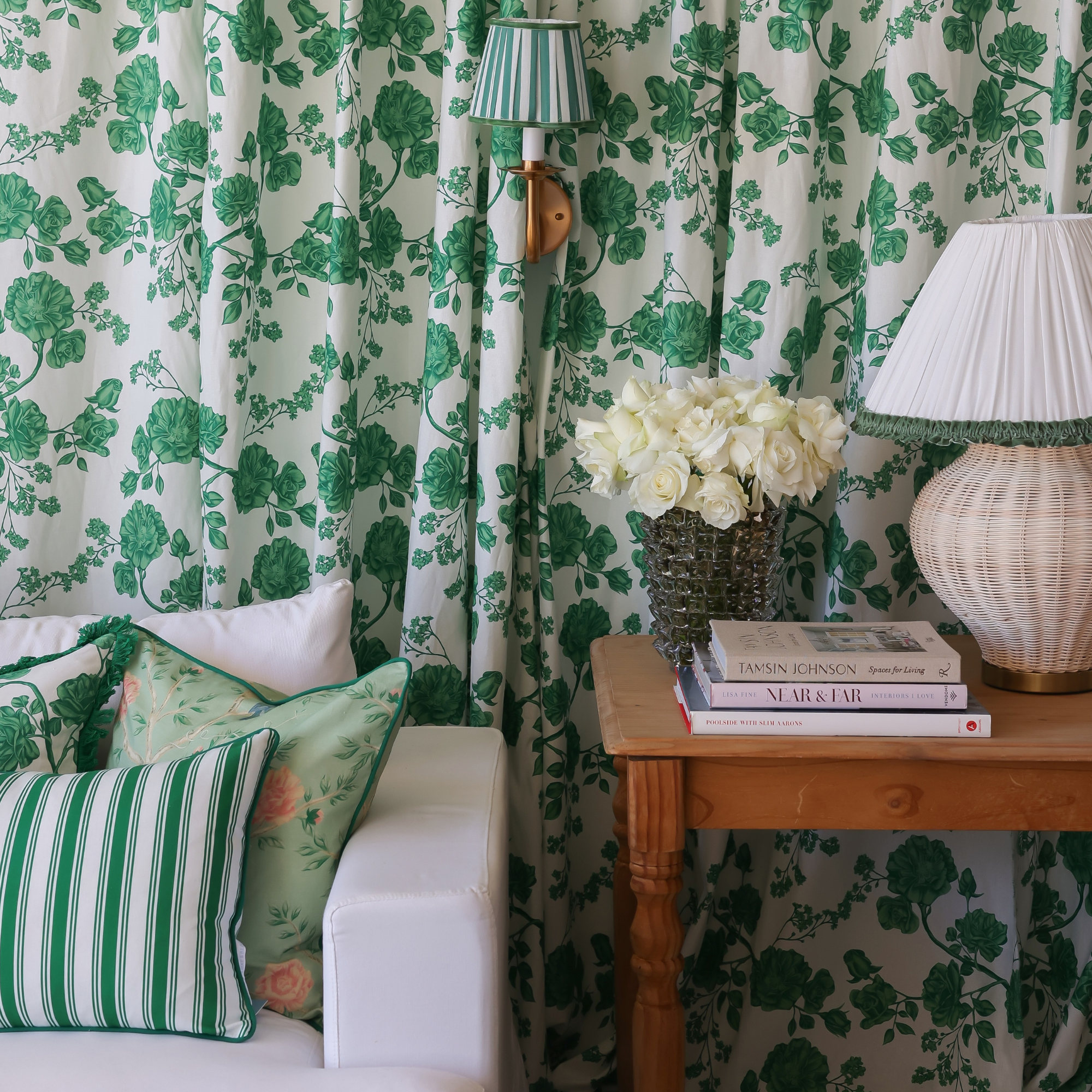 Green Trim Designer Ruffle Lamp Shade Velvet Trim - LUXE AND BEAU