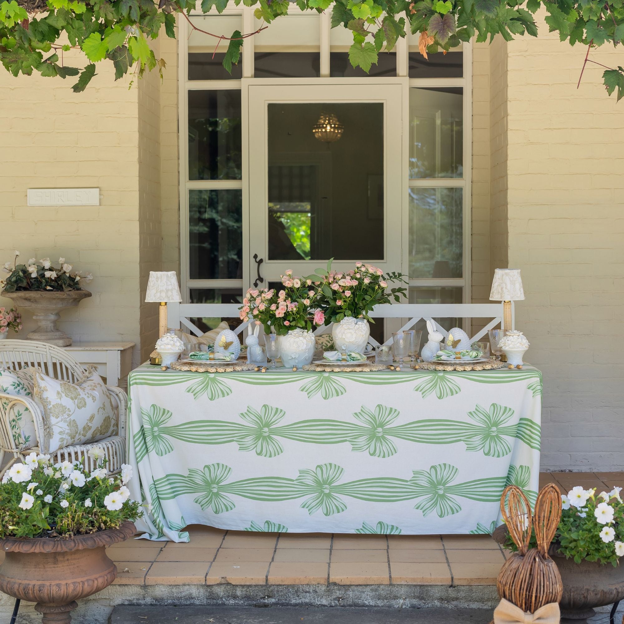 Grace Bow Pale Green Table Cloth - LUXE AND BEAU