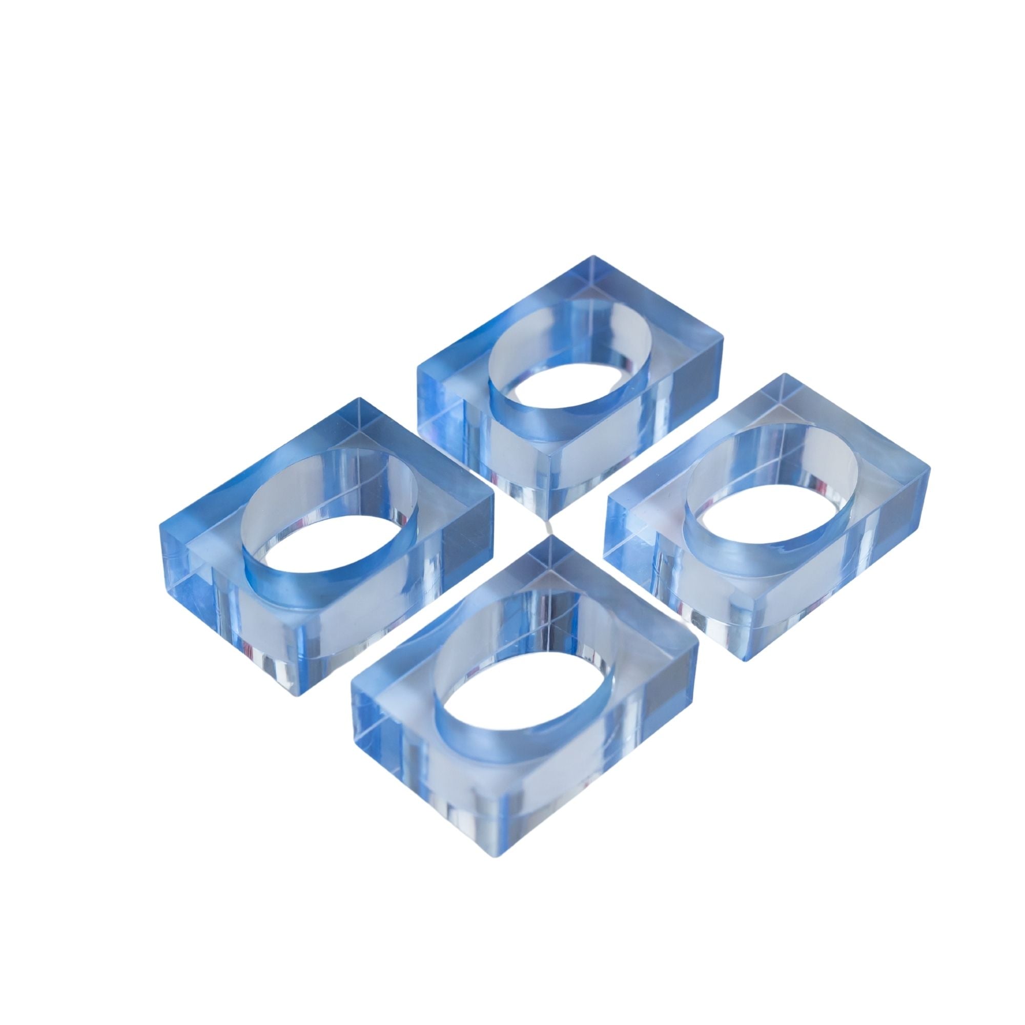 Blue Square Napkin Rings (Set Of 4) - LUXE AND BEAU