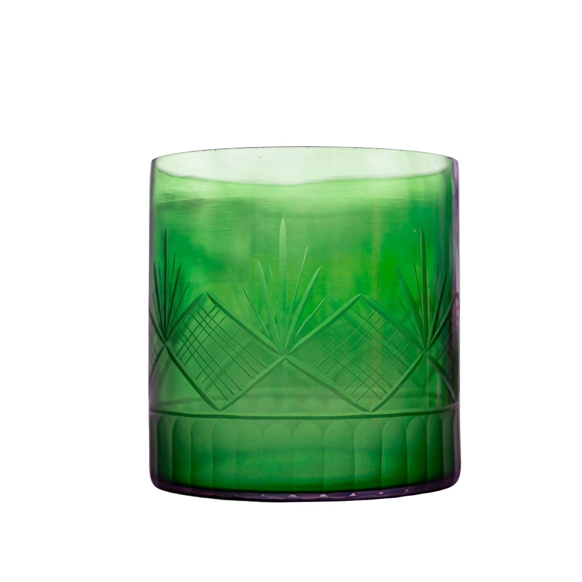 Emerald Green Etched Glass Vase - LUXE AND BEAU