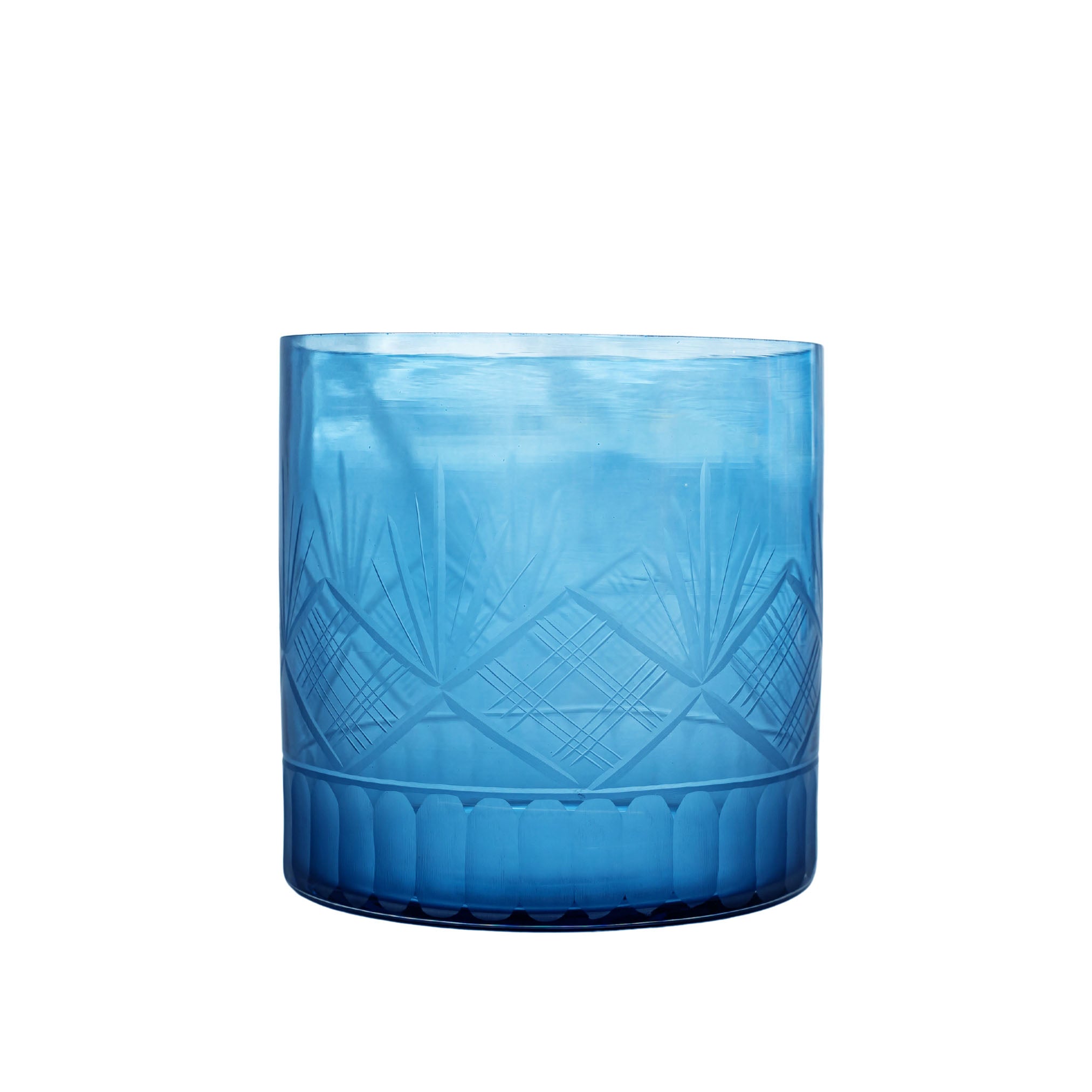 Blue Etched Glass Vase - LUXE AND BEAU