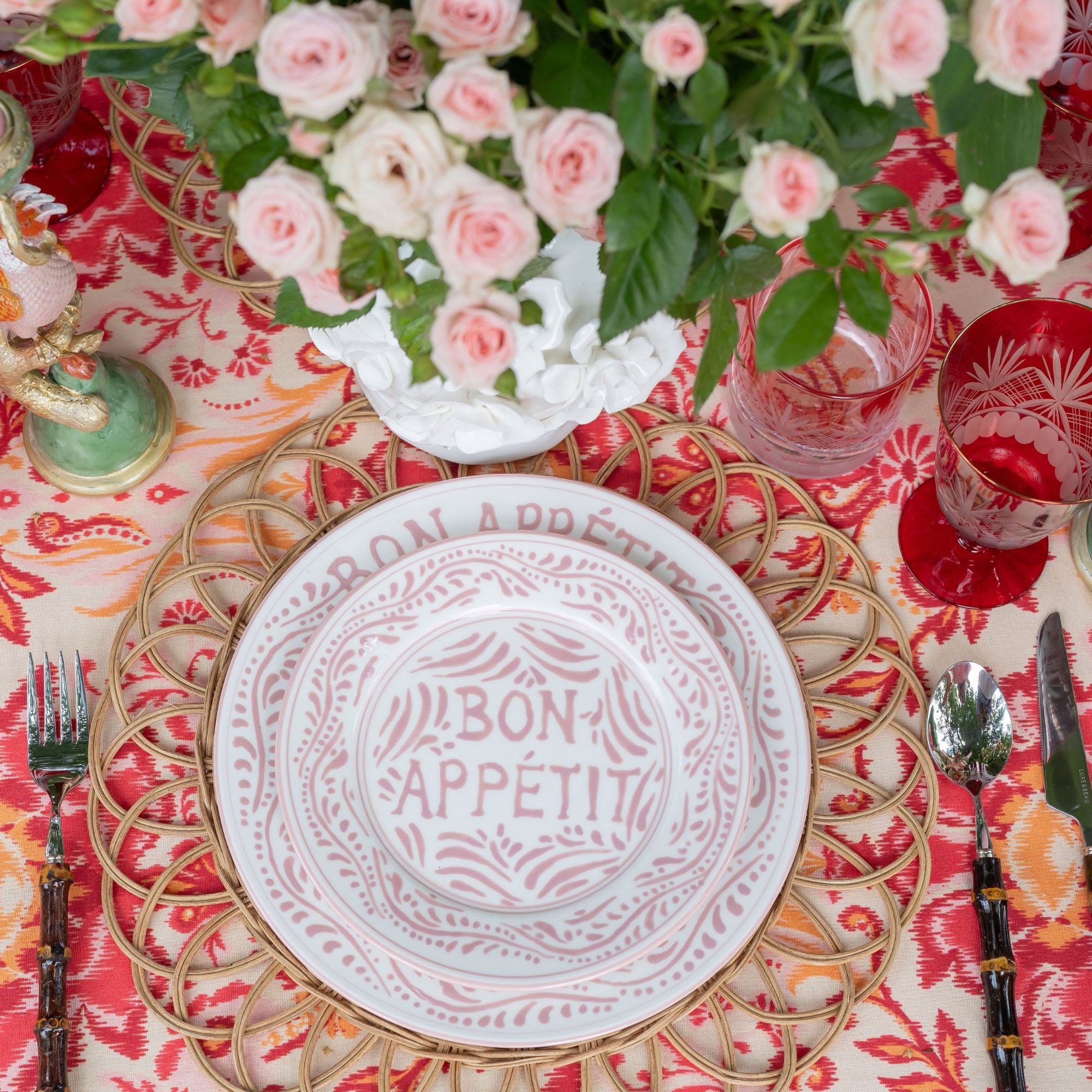 Buy Luxe Cushions & Linens - Pink Bon Appetit Starter Plate - By Luxe & Beau Designs