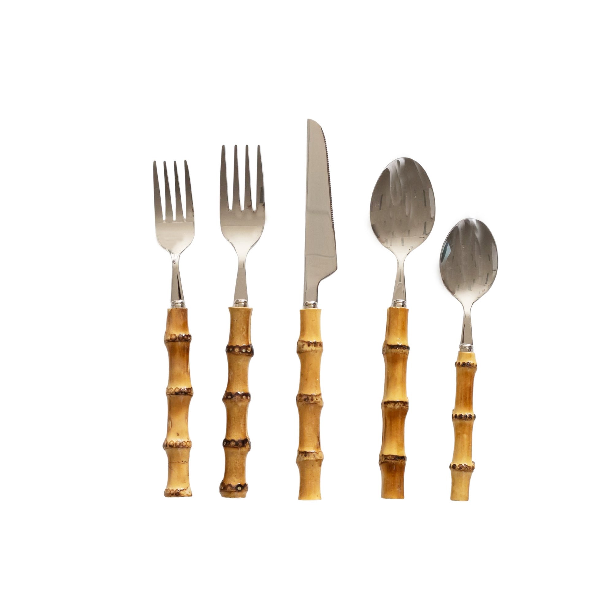 Bamboo 5pce Cutlery Set - LUXE AND BEAU