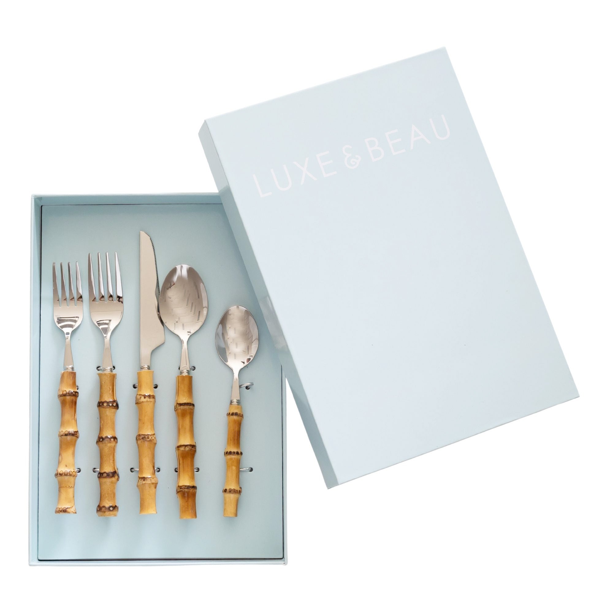 Bamboo 5pce Cutlery Set - LUXE AND BEAU