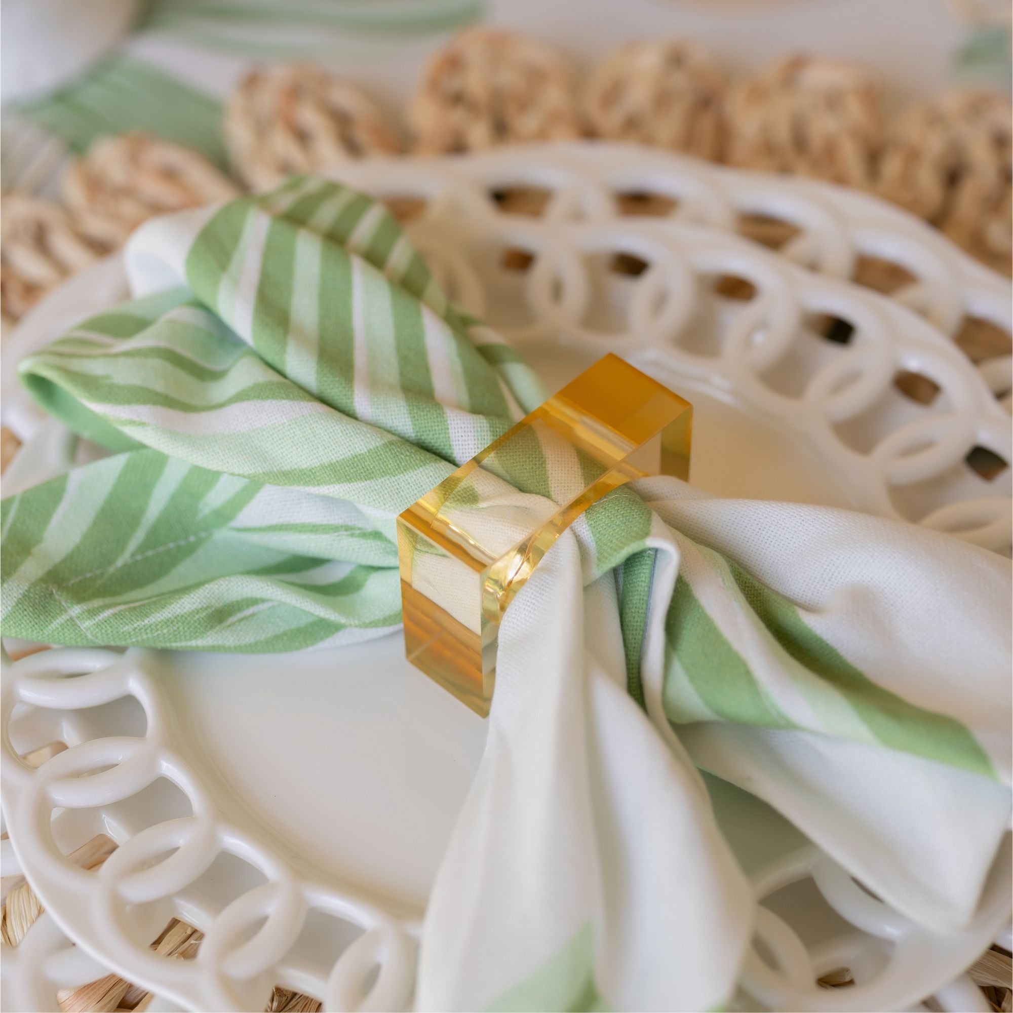 Amber Square Napkin Rings (Set Of 4) - LUXE AND BEAU