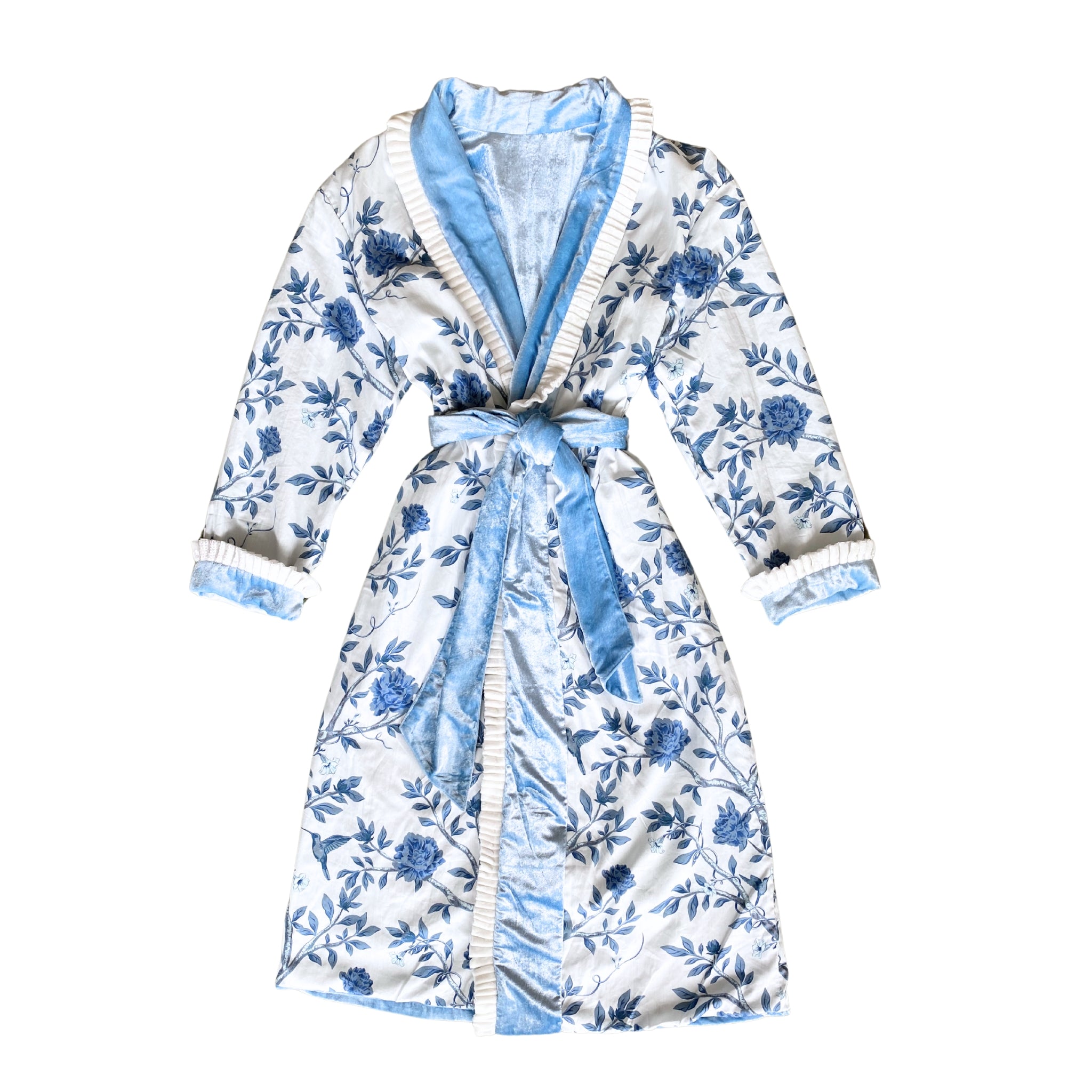 Versailles Reversible Velvet Robe Blue - LUXE AND BEAU