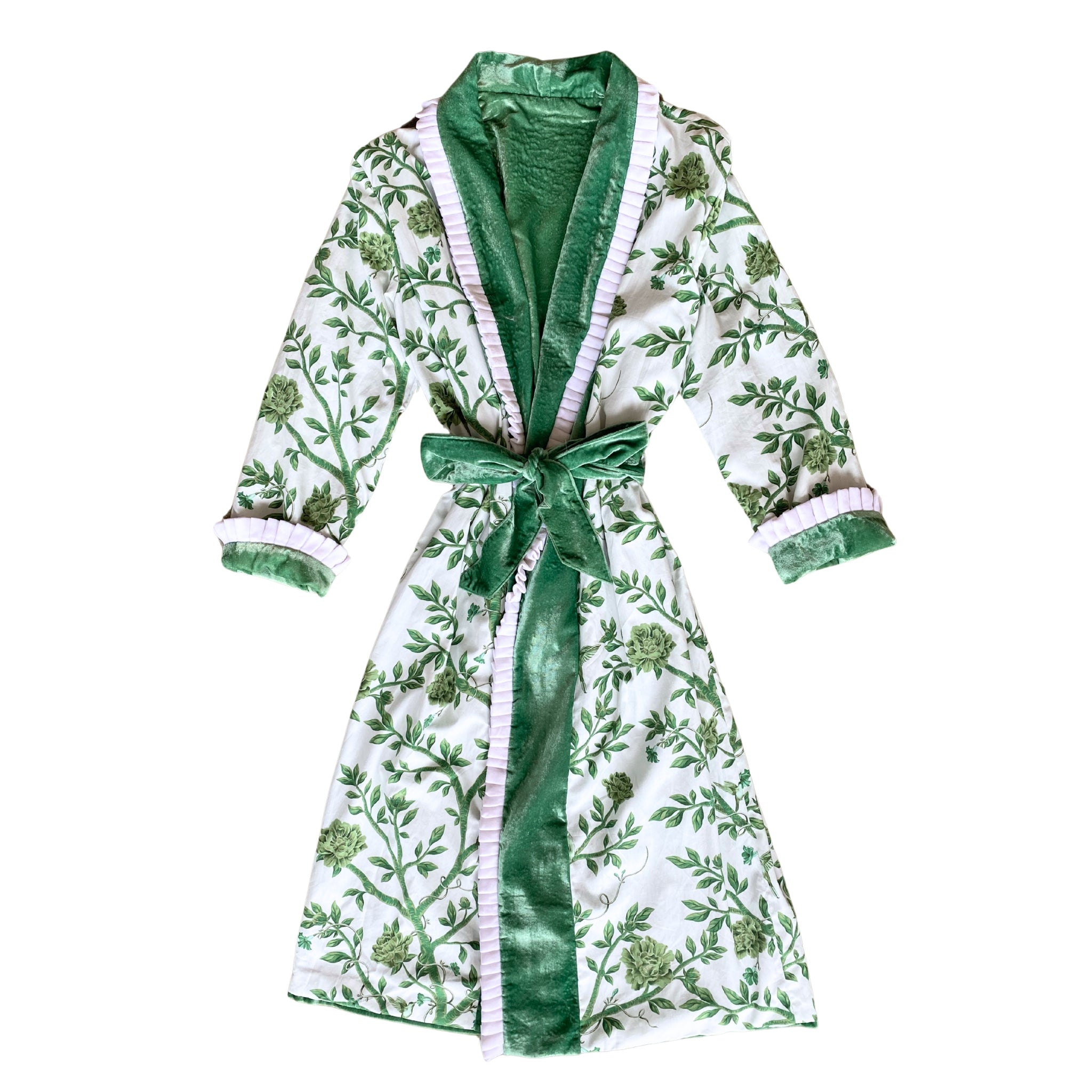 Versaille Reversible Velvet Robe Green - LUXE AND BEAU