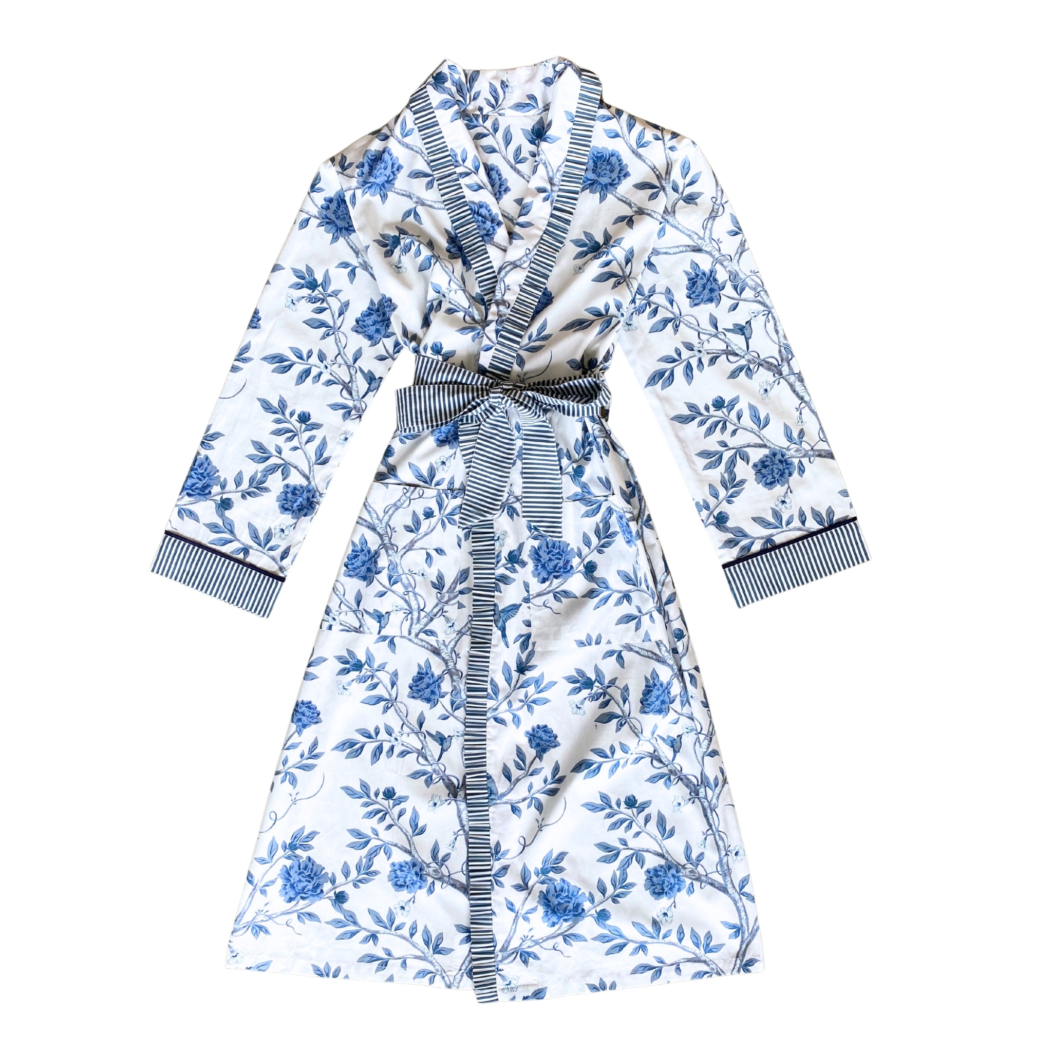 Versailles Blue Cotton Robe Blue - LUXE AND BEAU
