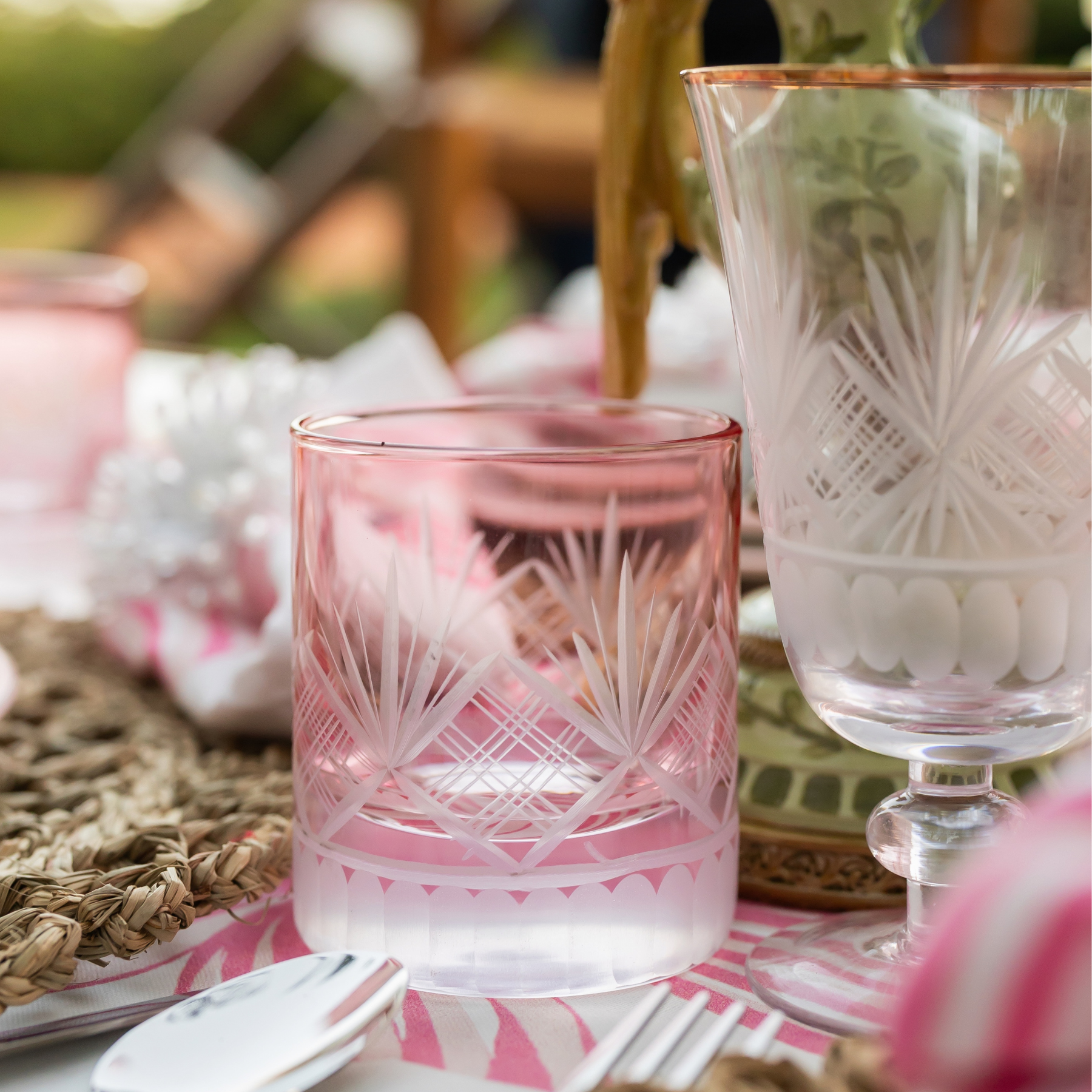 Blush Cut Glass Tumbler (Set of 4) - LUXE AND BEAU