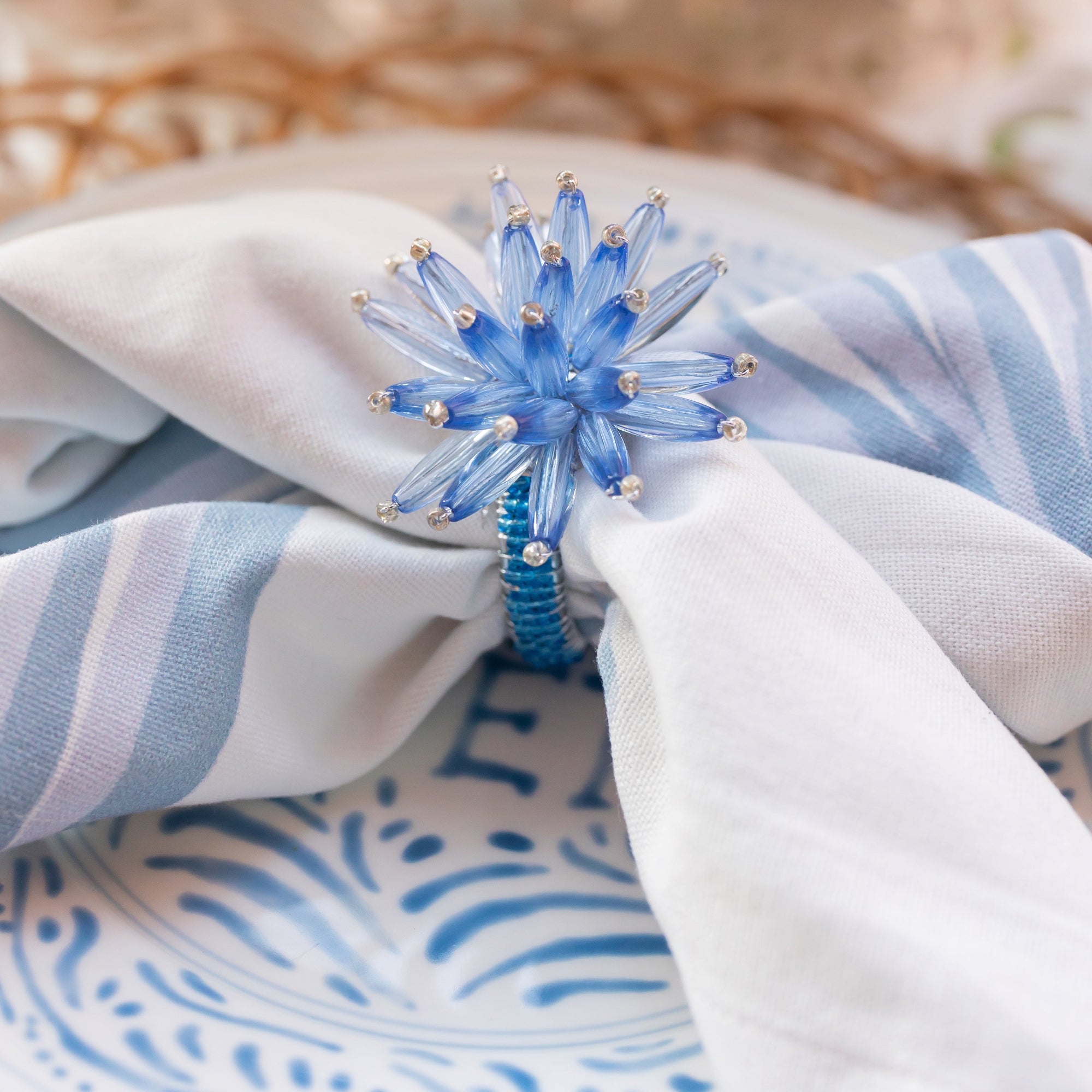 Grace Bows Napkin Blue (Set of 4) - LUXE AND BEAU