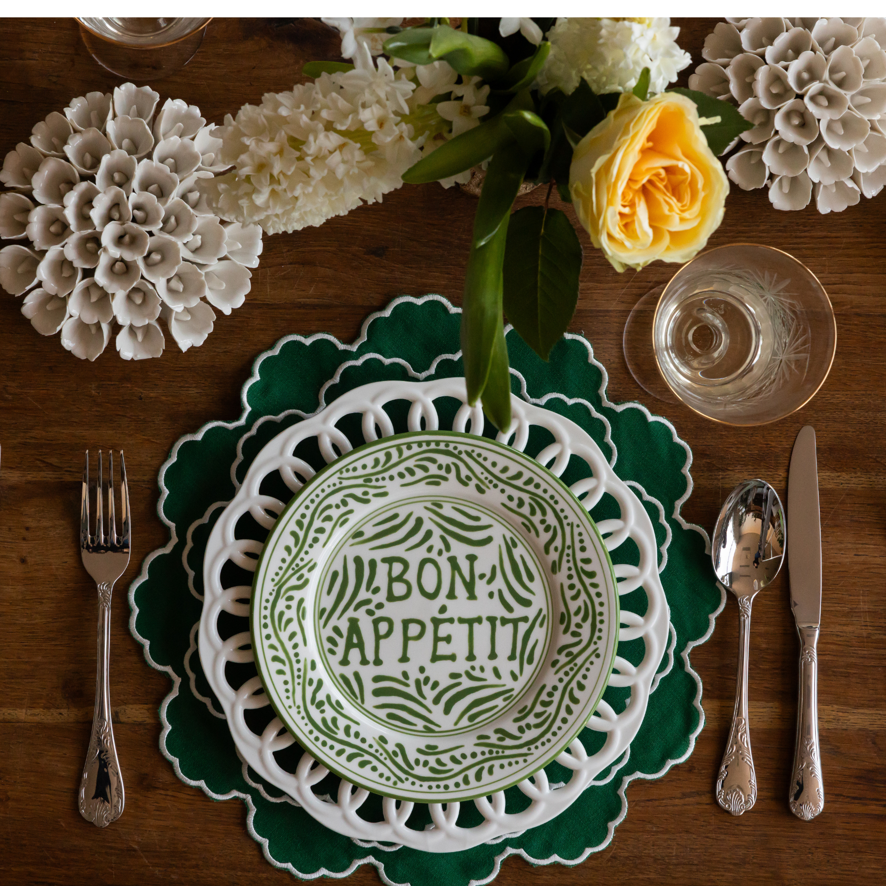 Green Bon Appetit Dinner Plate - LUXE AND BEAU