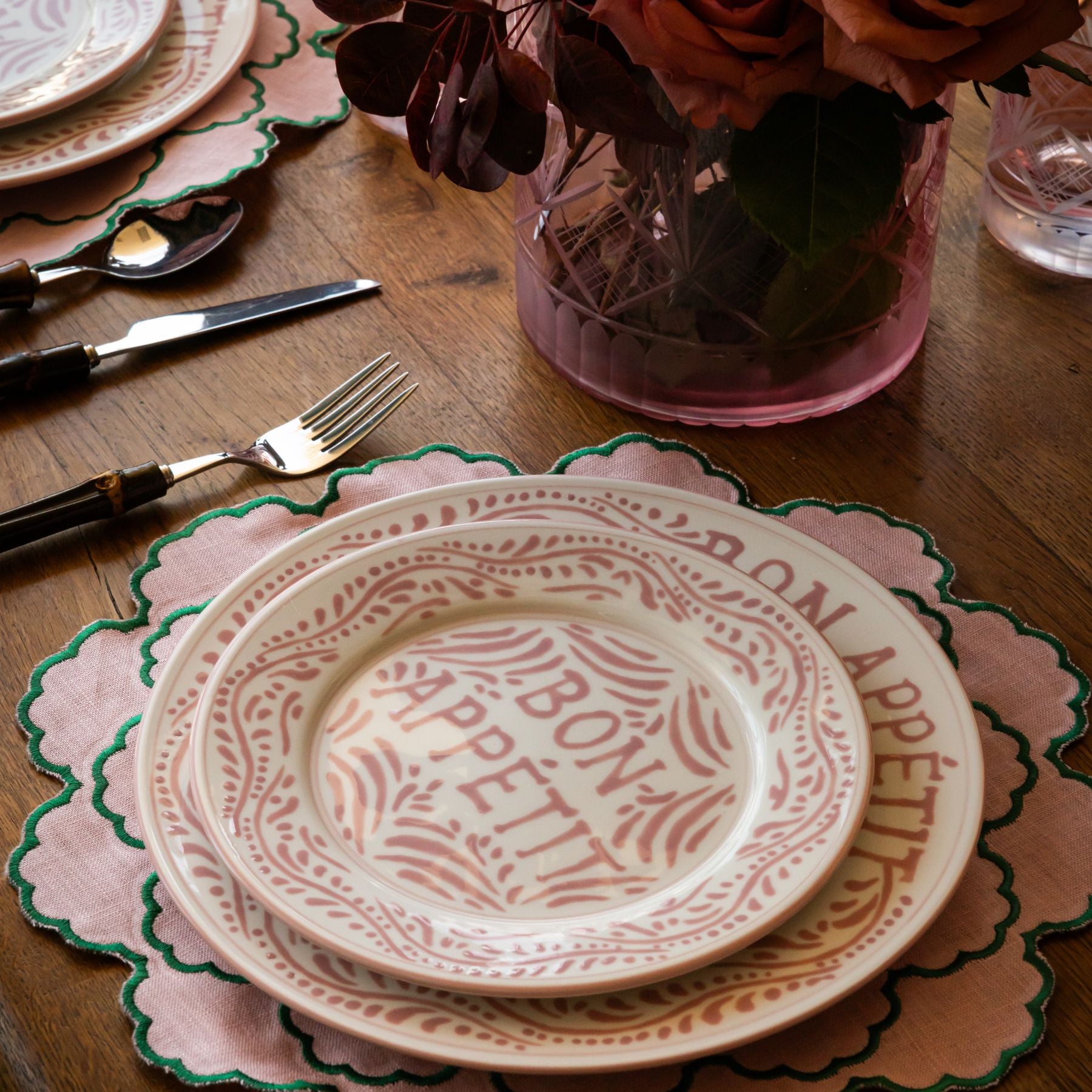 Pink Bon Appetit Dinner Plate - LUXE AND BEAU